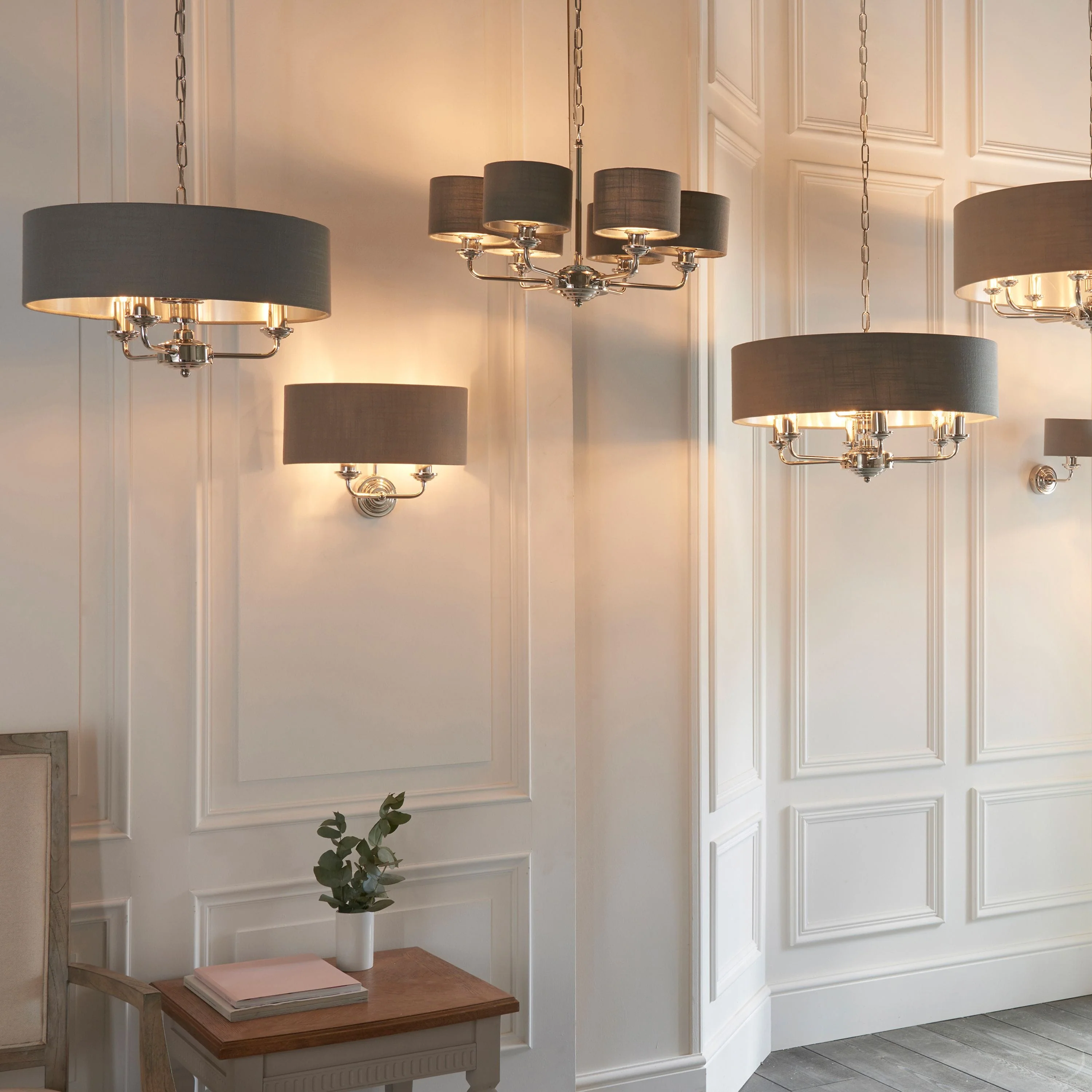 Highclaire 2 Wall Light Nickel & Charcoal - Image 3