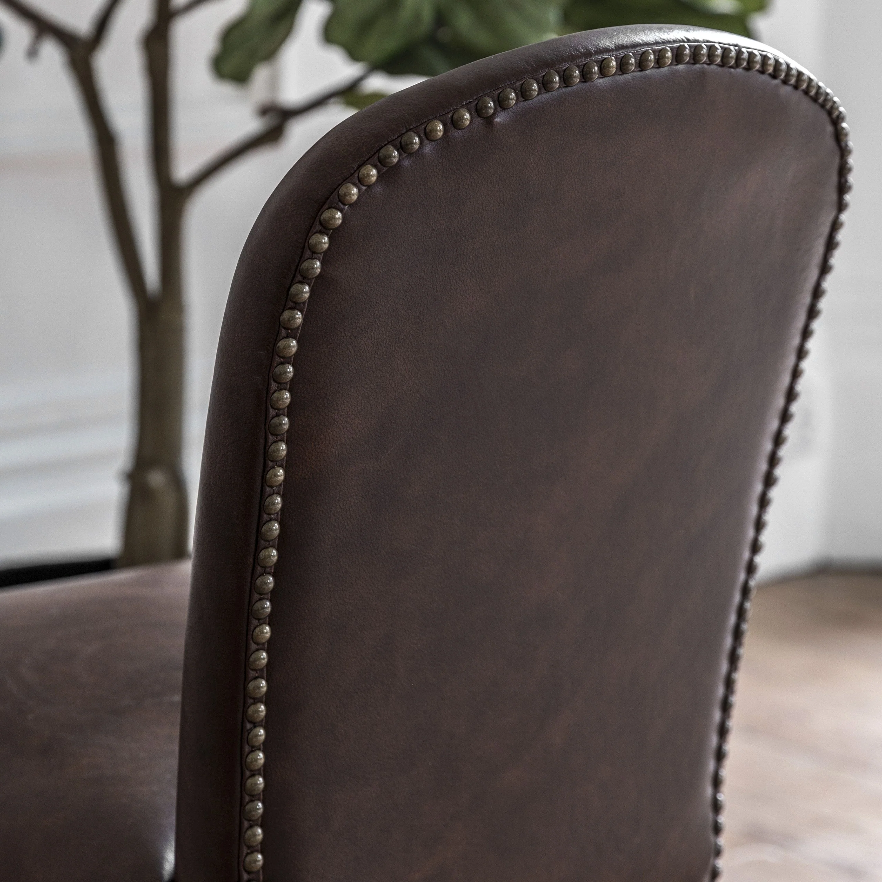 Zoar Dining Chair Brn Leath (2pk) 600x455x890mm - Image 2
