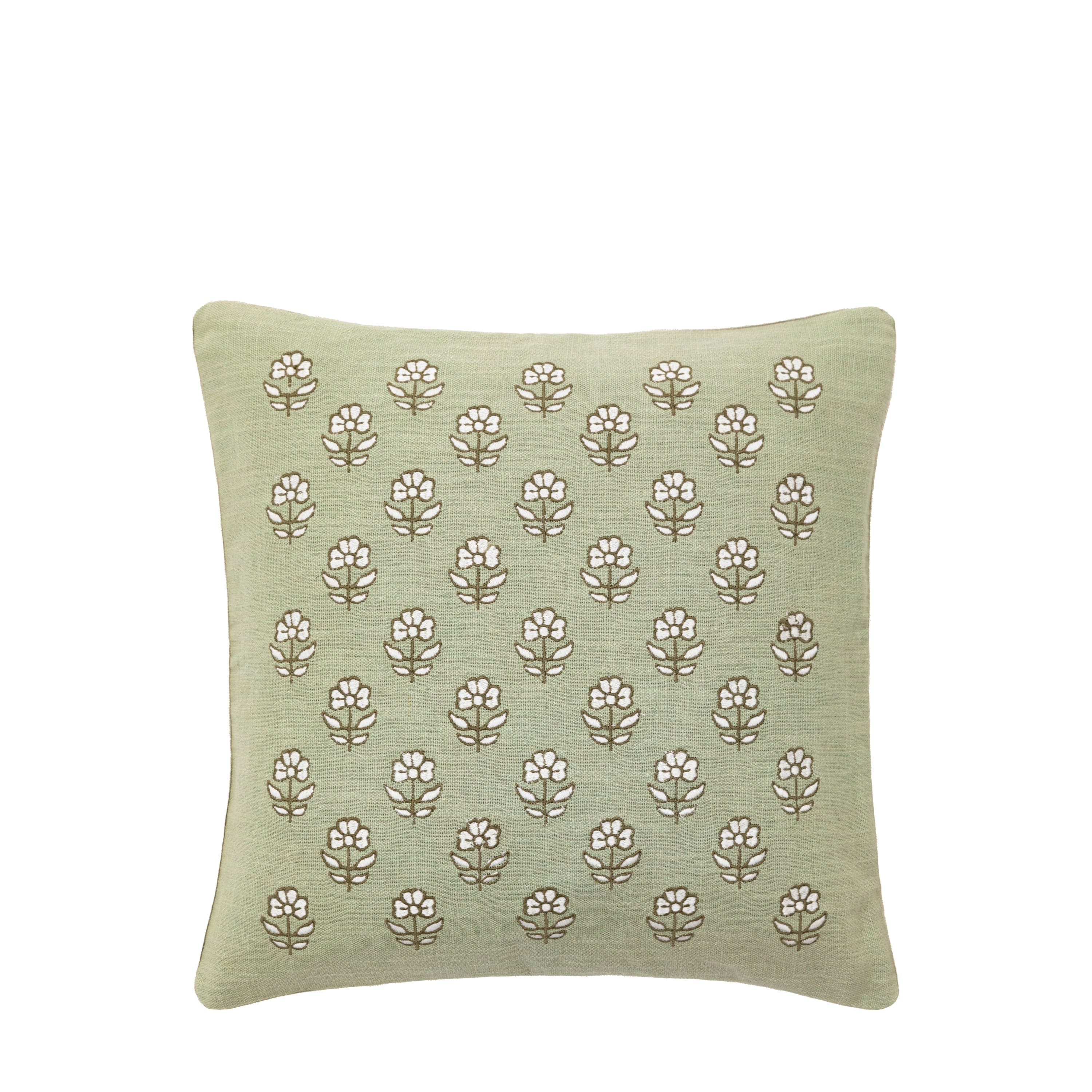 Ilkley Embroider Floral Cushion Sage - Image 2