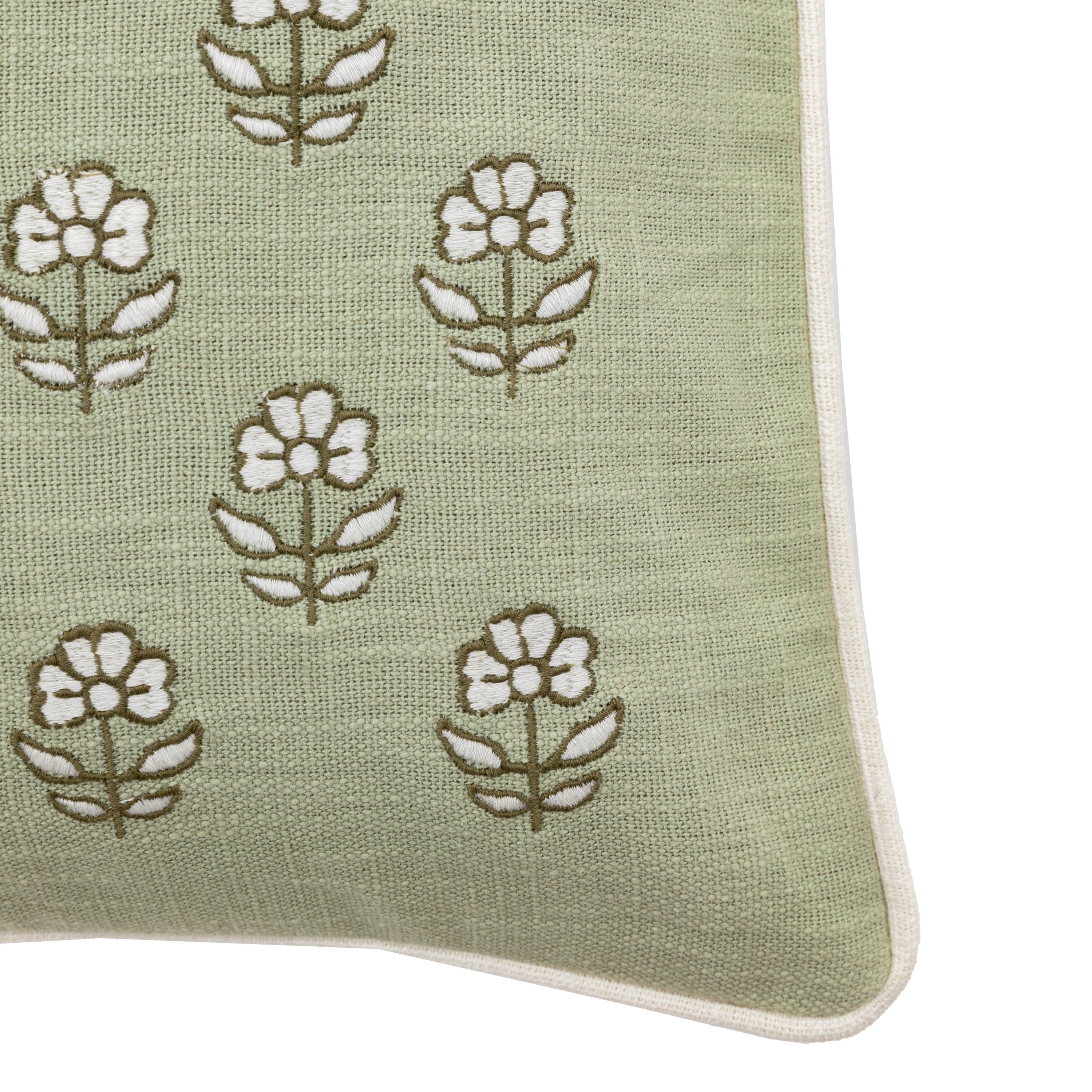 Ilkley Embroider Floral Cushion Sage - Image 6
