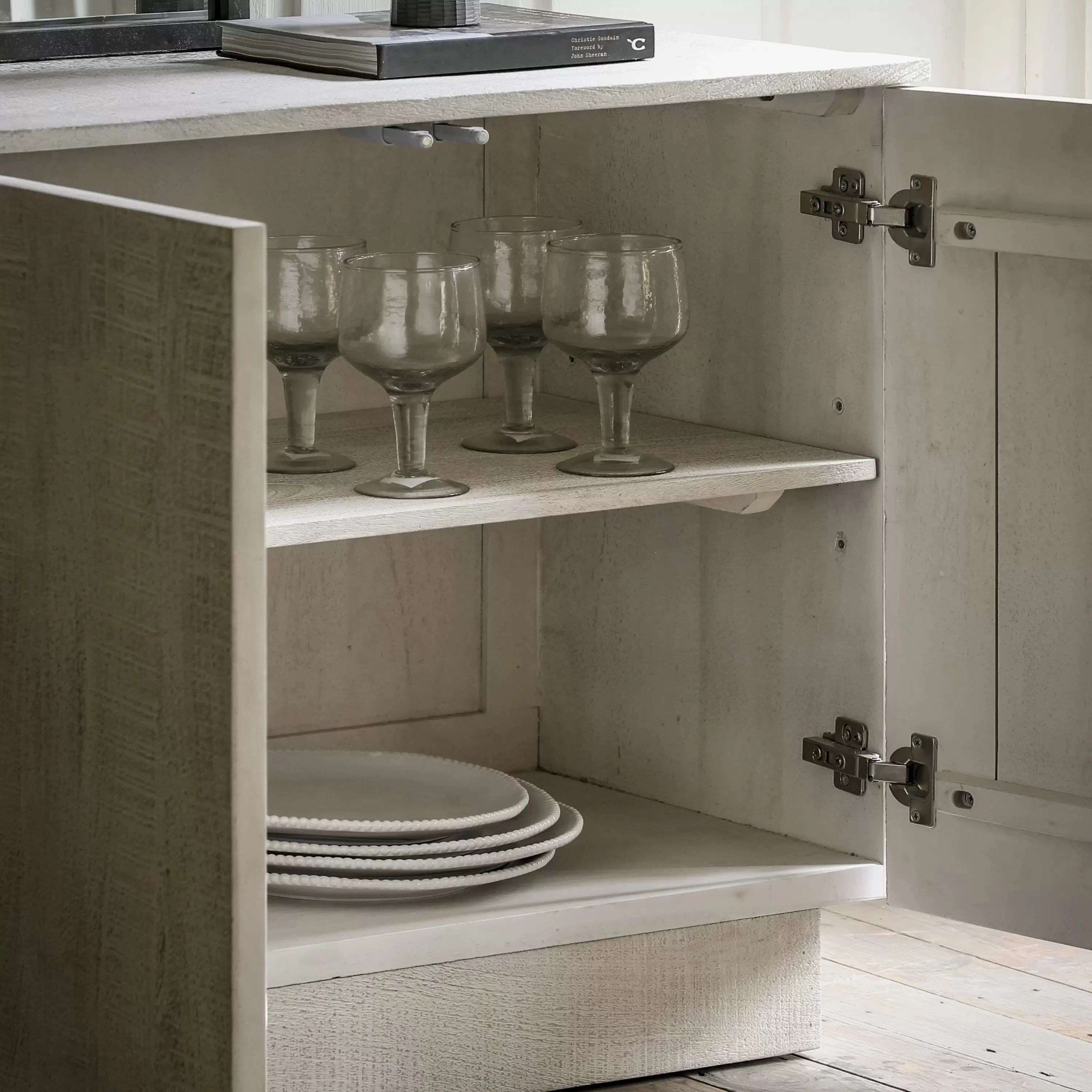 Wolsty 4 Door Sideboard Whitewash 1700x450x700mm - Image 2