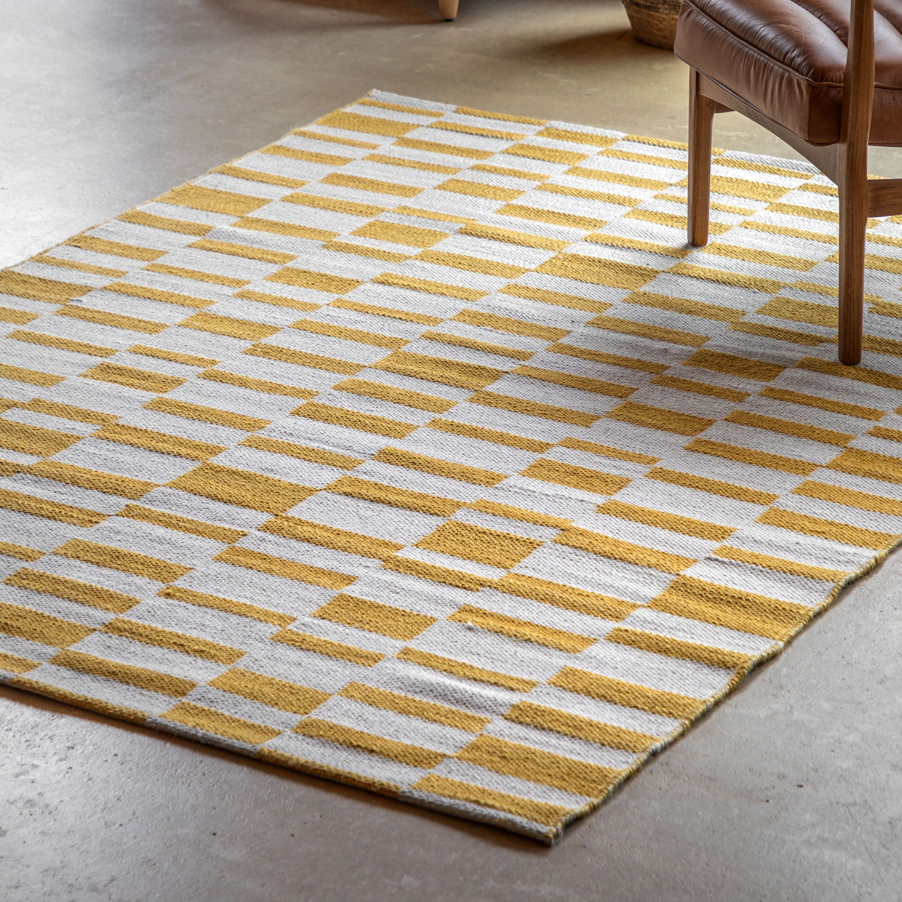 Lara Jacquard Rug Mustard Small