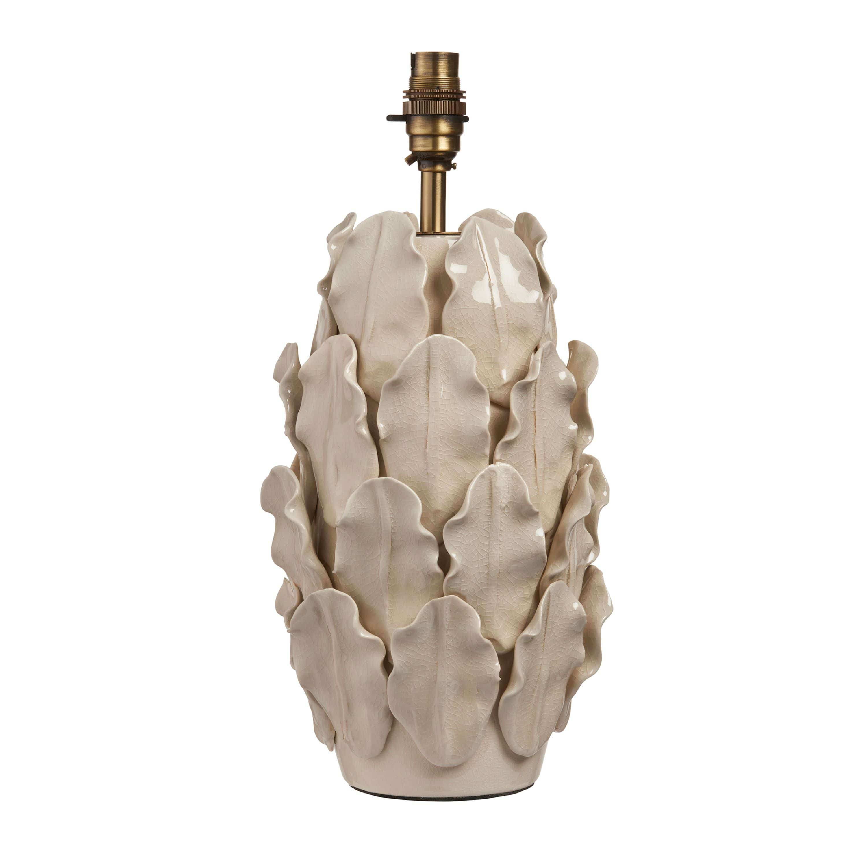 Layered Leaf Table Lamp Base Ivory Crackle Large - Image 2