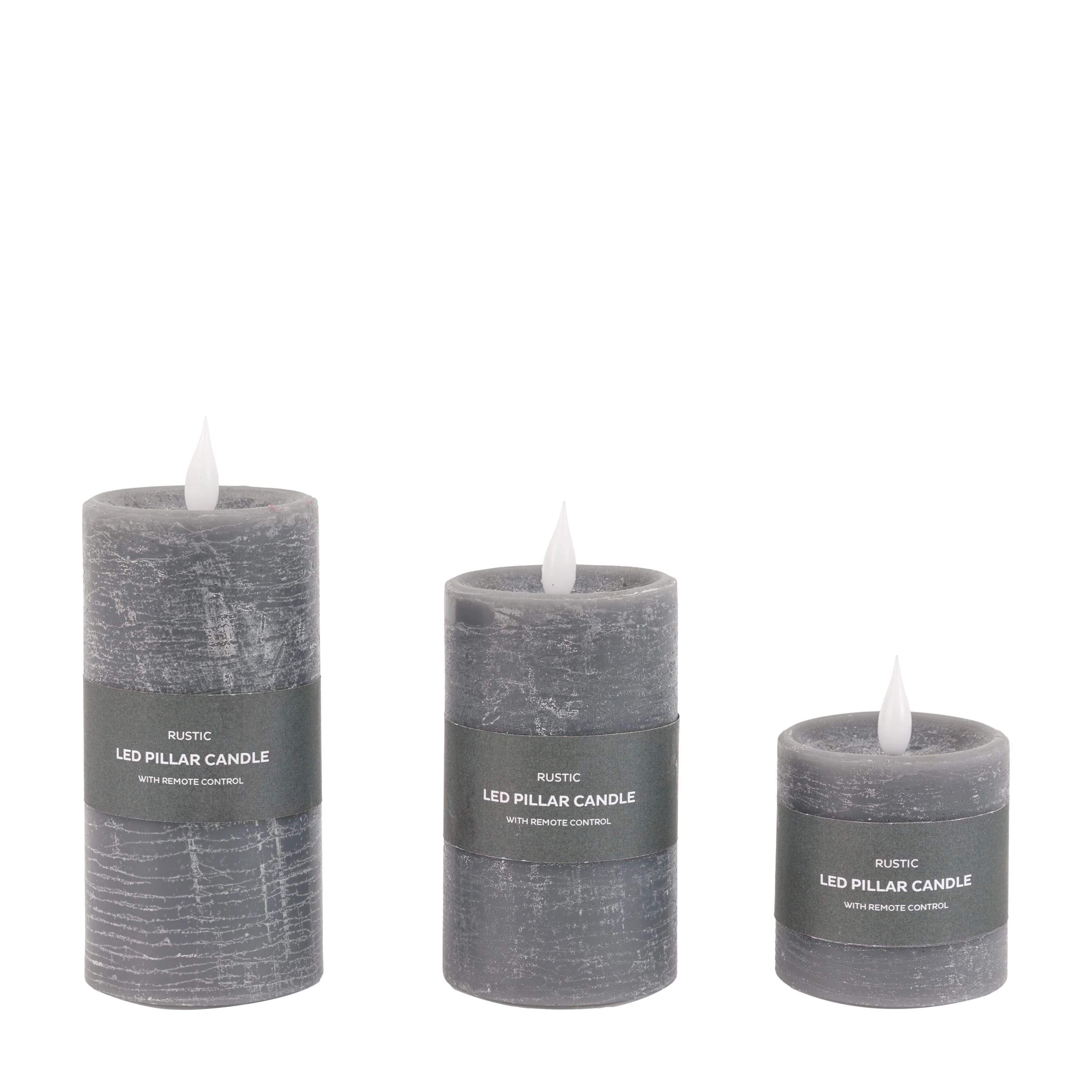 LED 1 Wick Candle Grey 3pk - Image 4