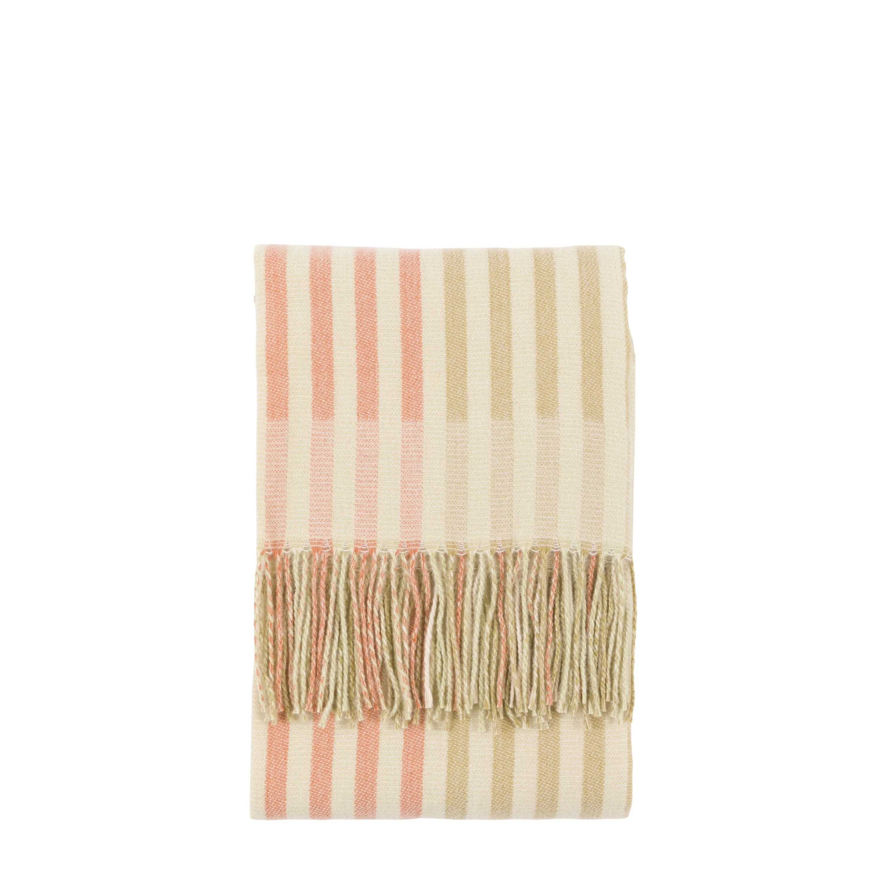 Lille Jacquard Stripe Throw Sage and Rust