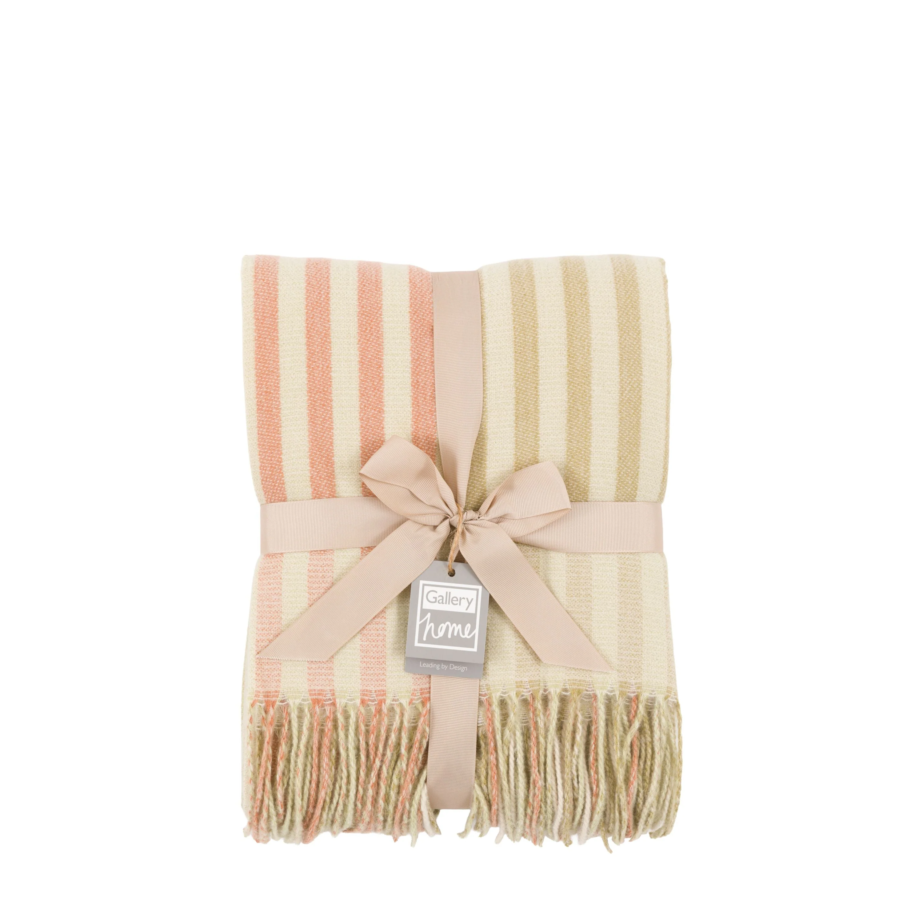 Lille Jacquard Stripe Throw Sage and Rust - Image 2