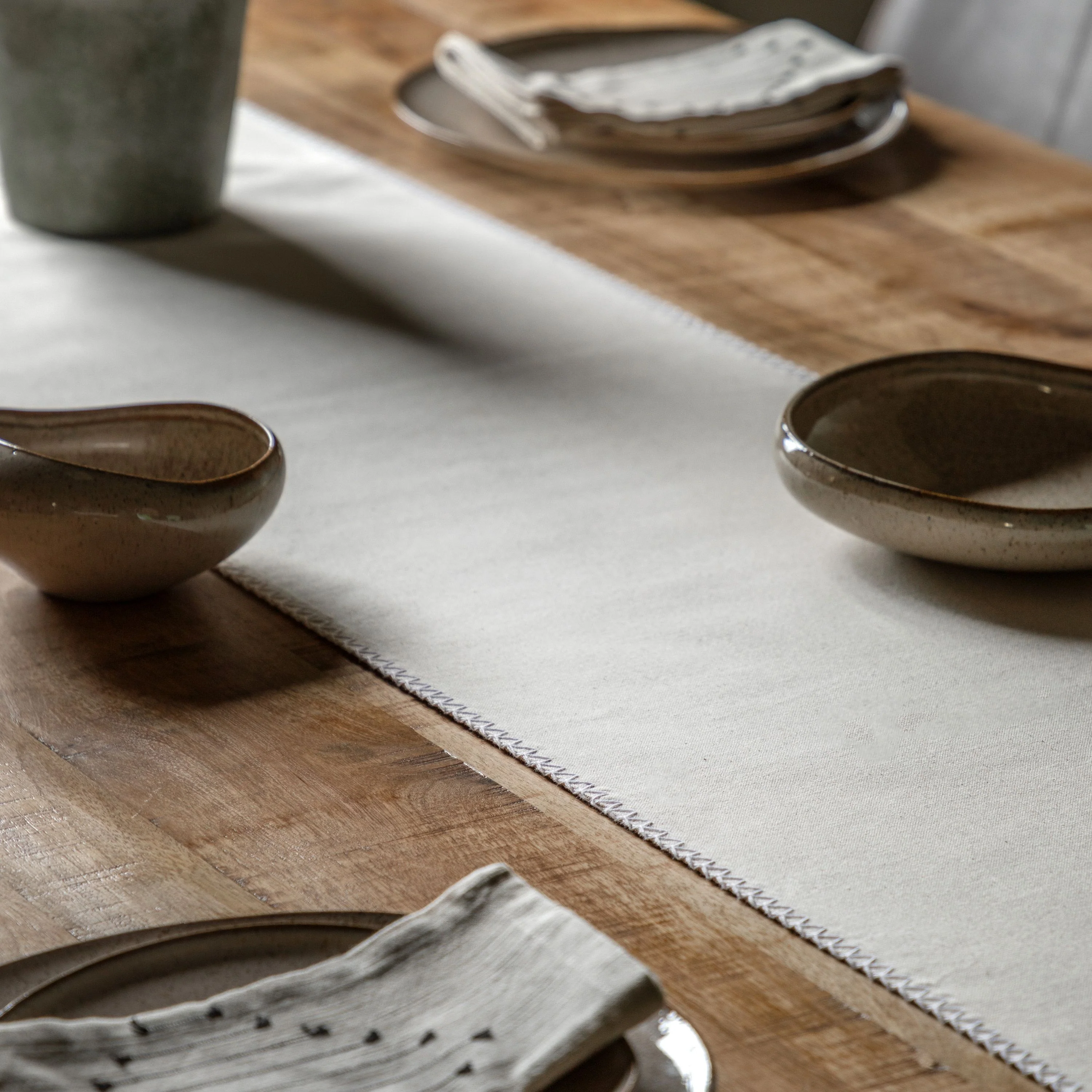 Linen Effect Table Runner Cream Small