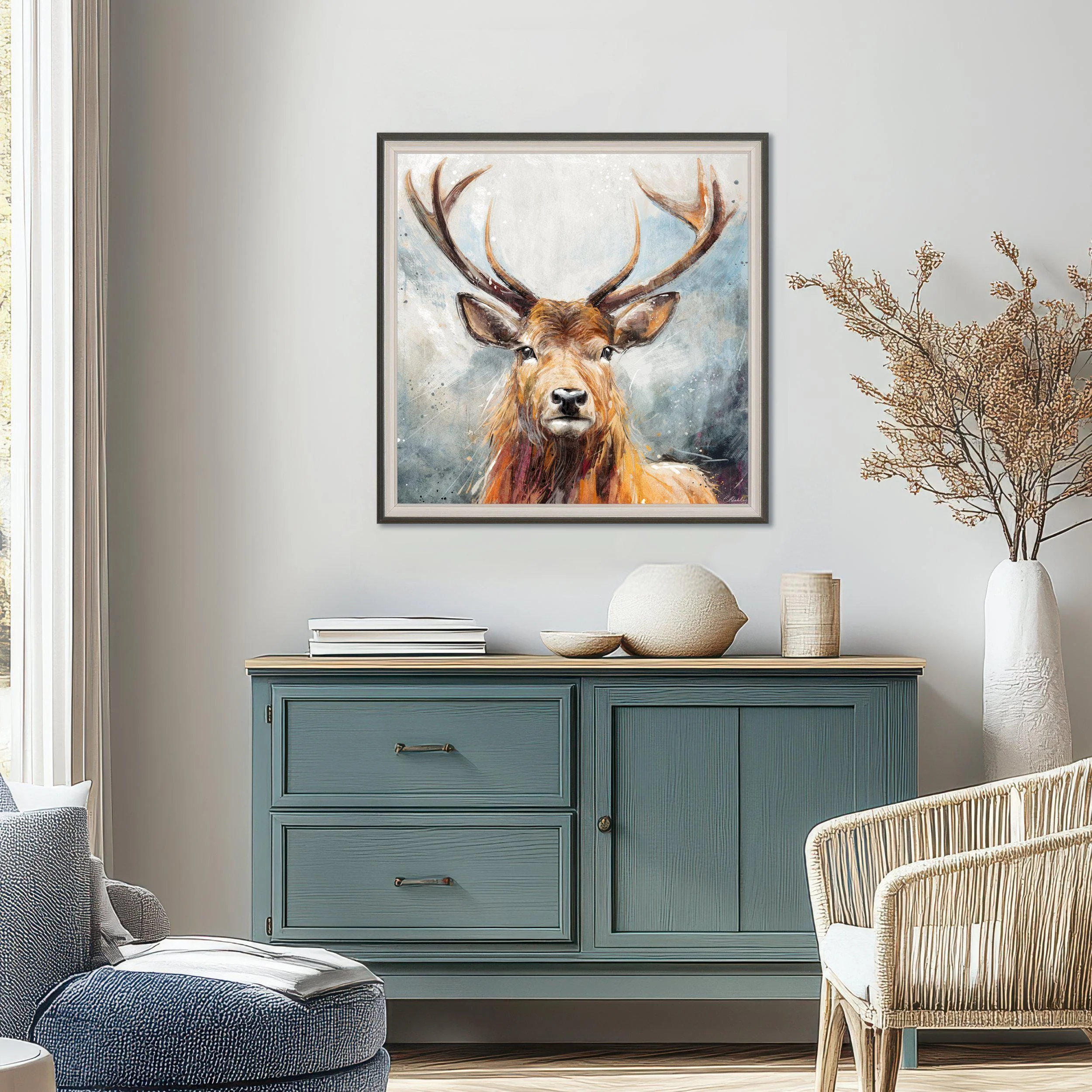 Looking On Small Framed Canvas