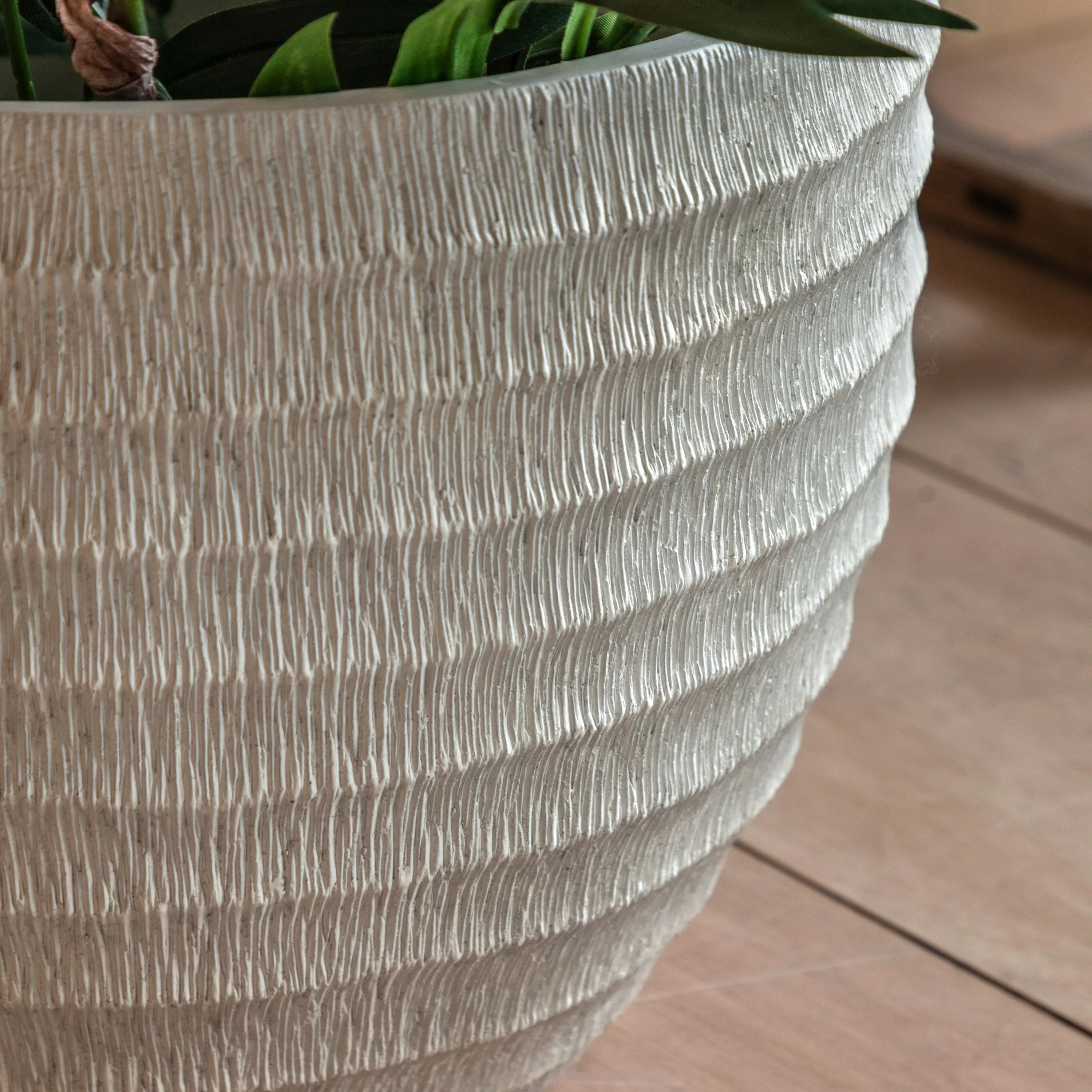 Lorca Ridged Outdoor Planter White - Image 3