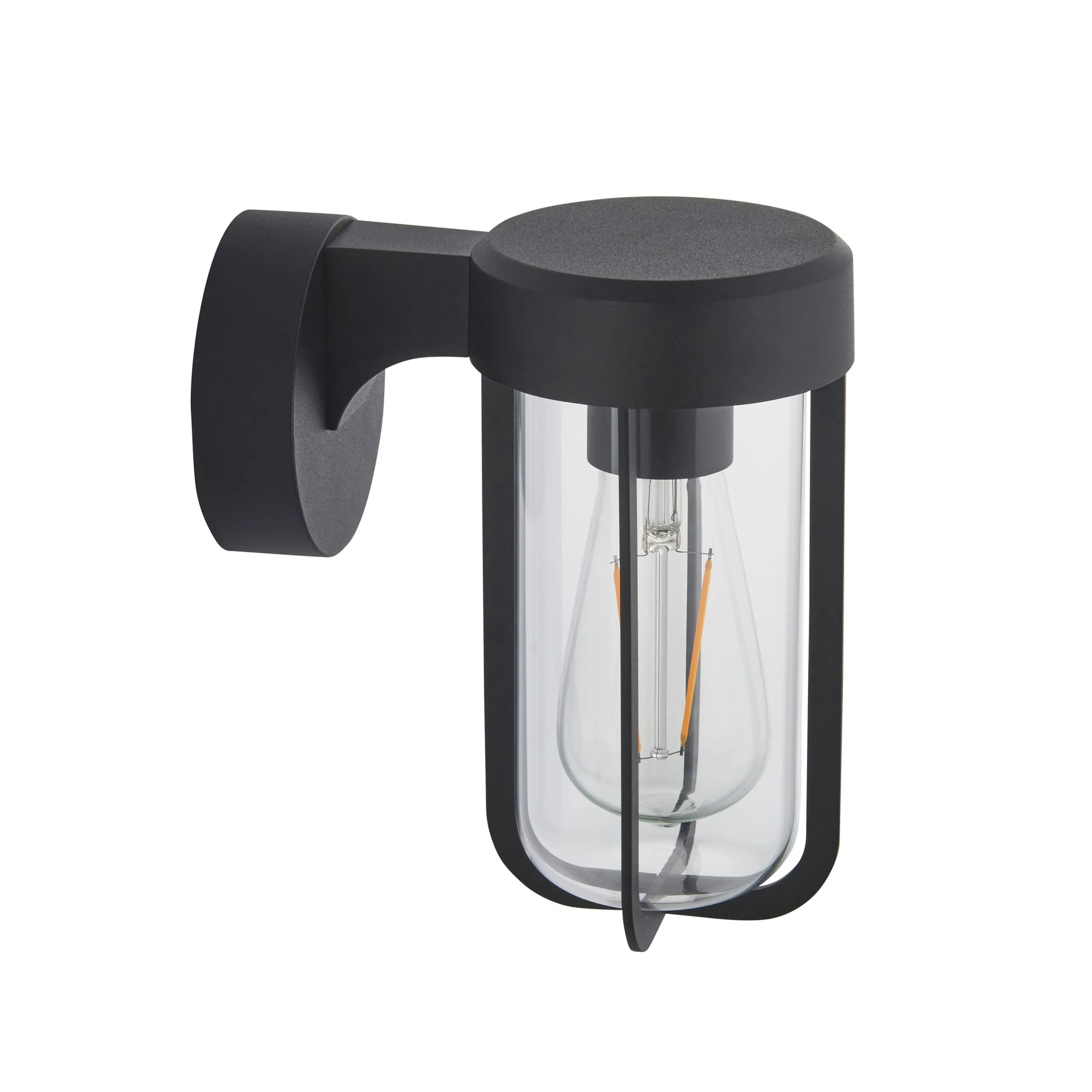 Lucca Wall Light Textured Black & Clear Glass