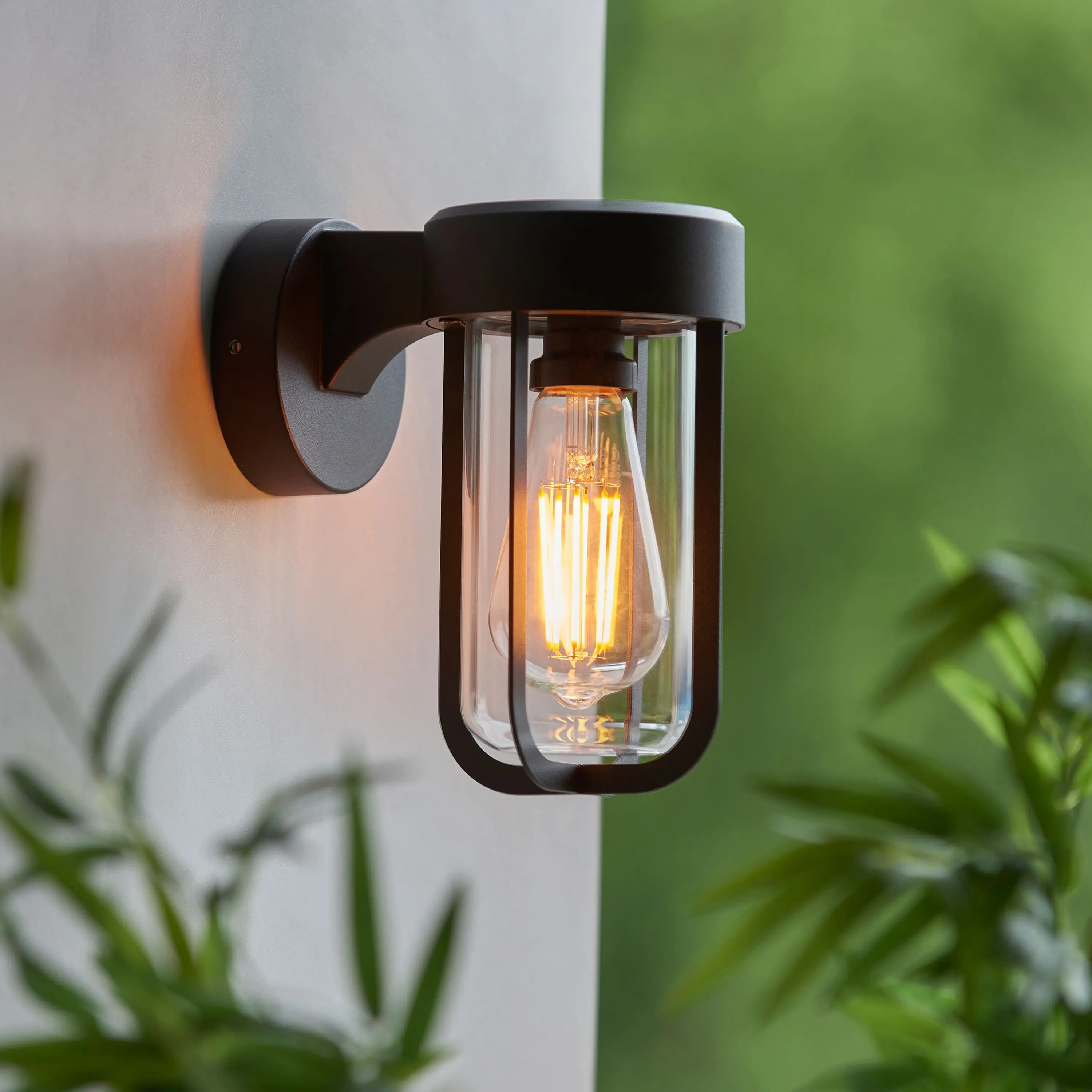 Lucca Wall Light Textured Black & Clear Glass - Image 2