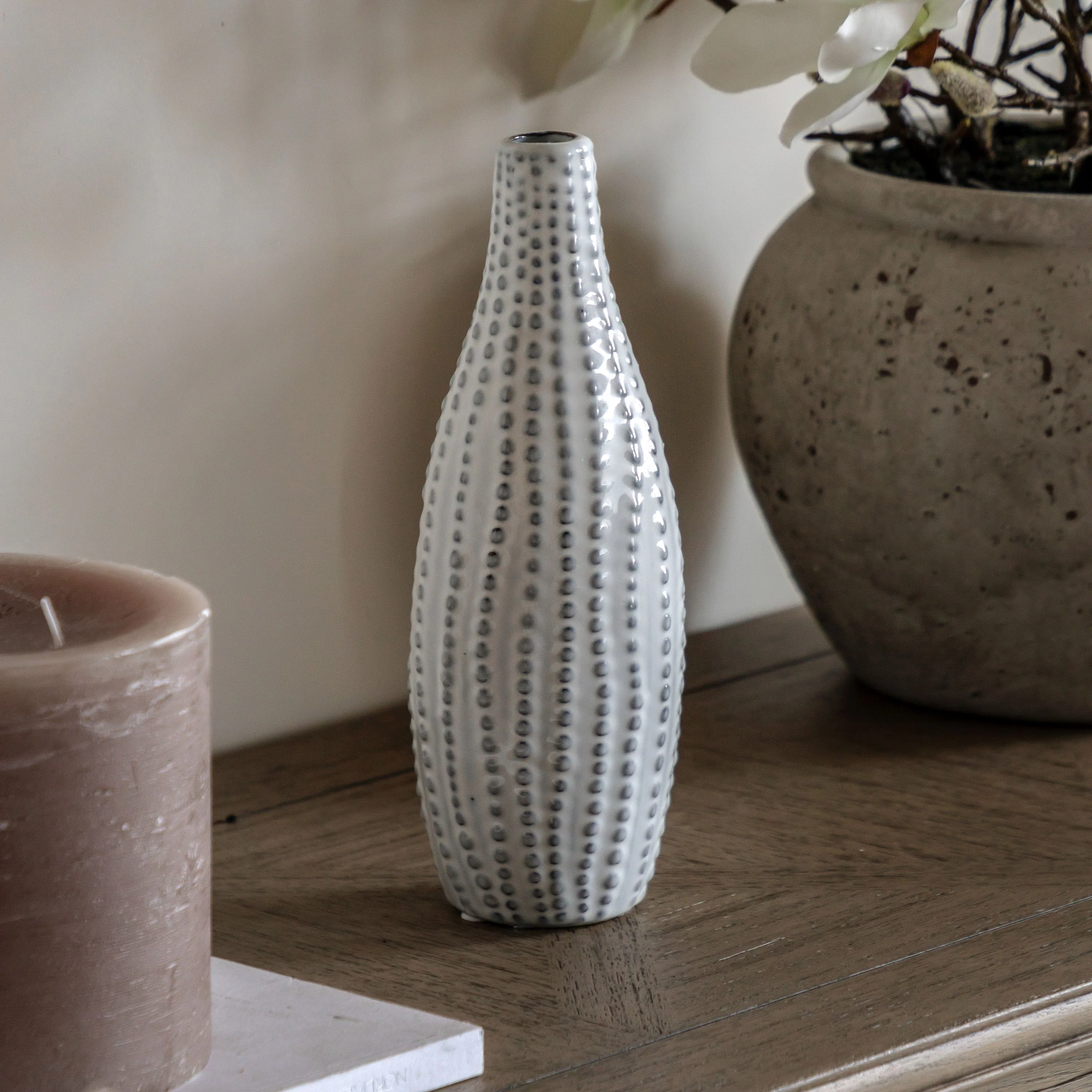 Lucia Beaded Vase White Small - Image 2