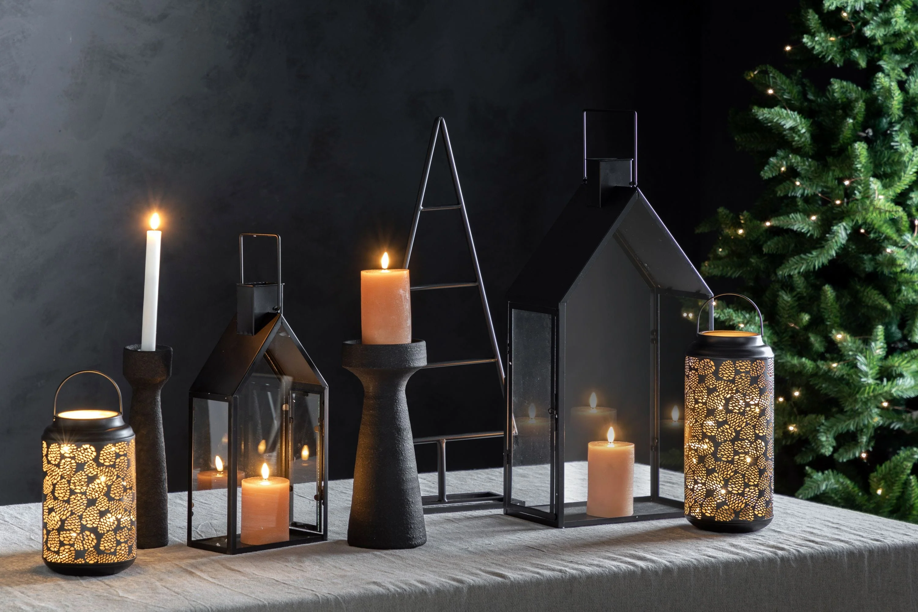Luna Candlestick Small Black Set of 2