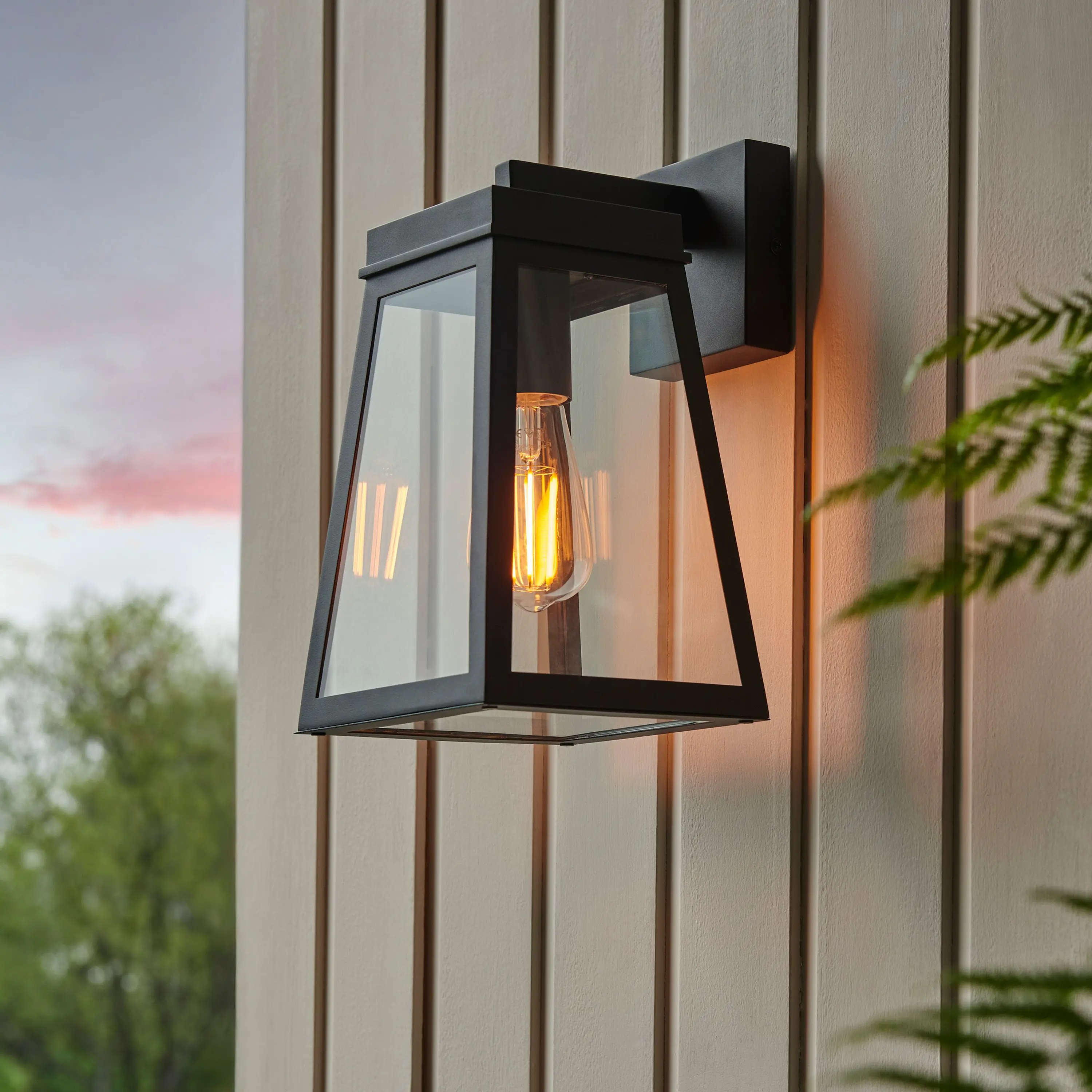 Lymington Wall Light Textured Black & Clear Glass - Image 2