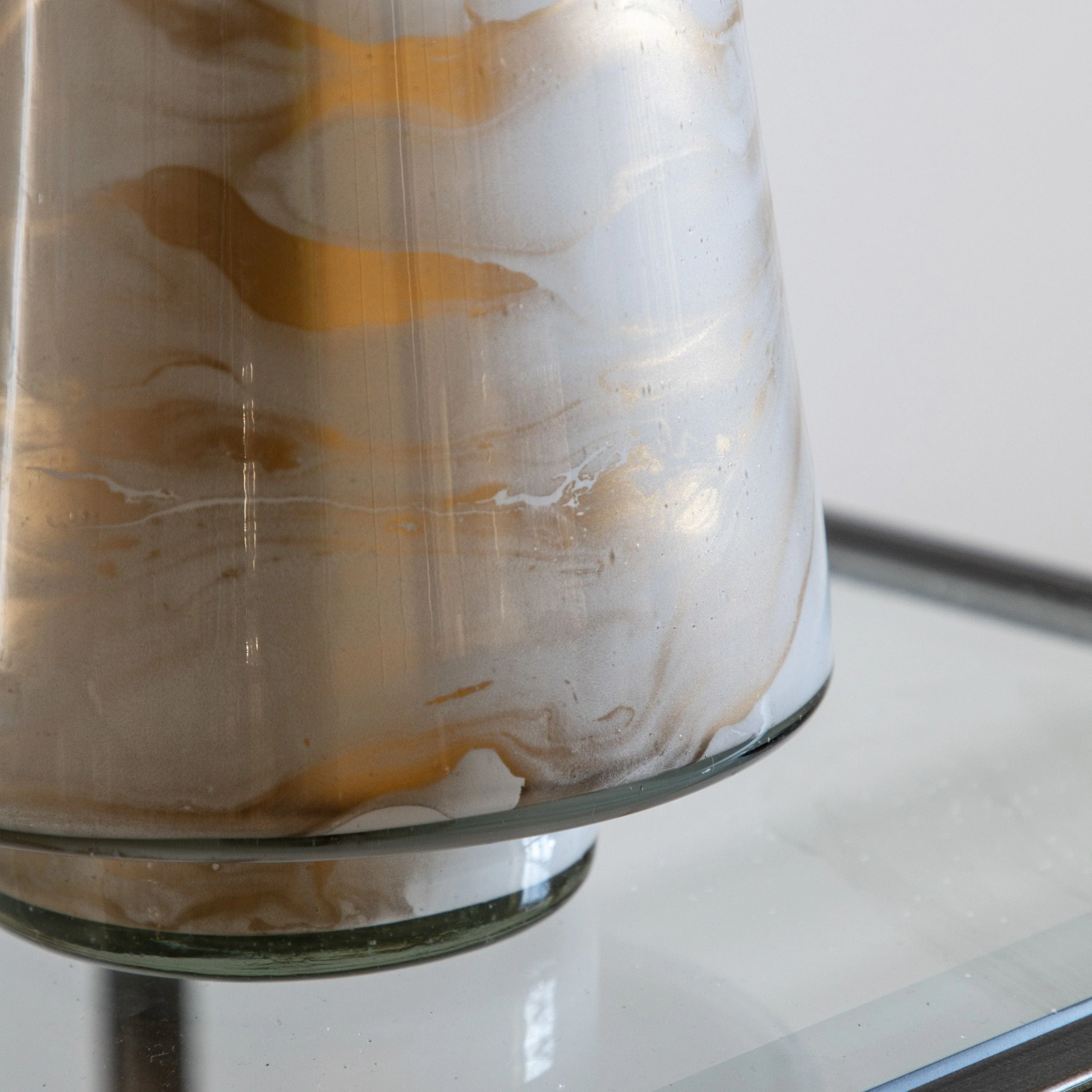 Marbled Hurricane Medium Gold White Candle Holder - Image 3