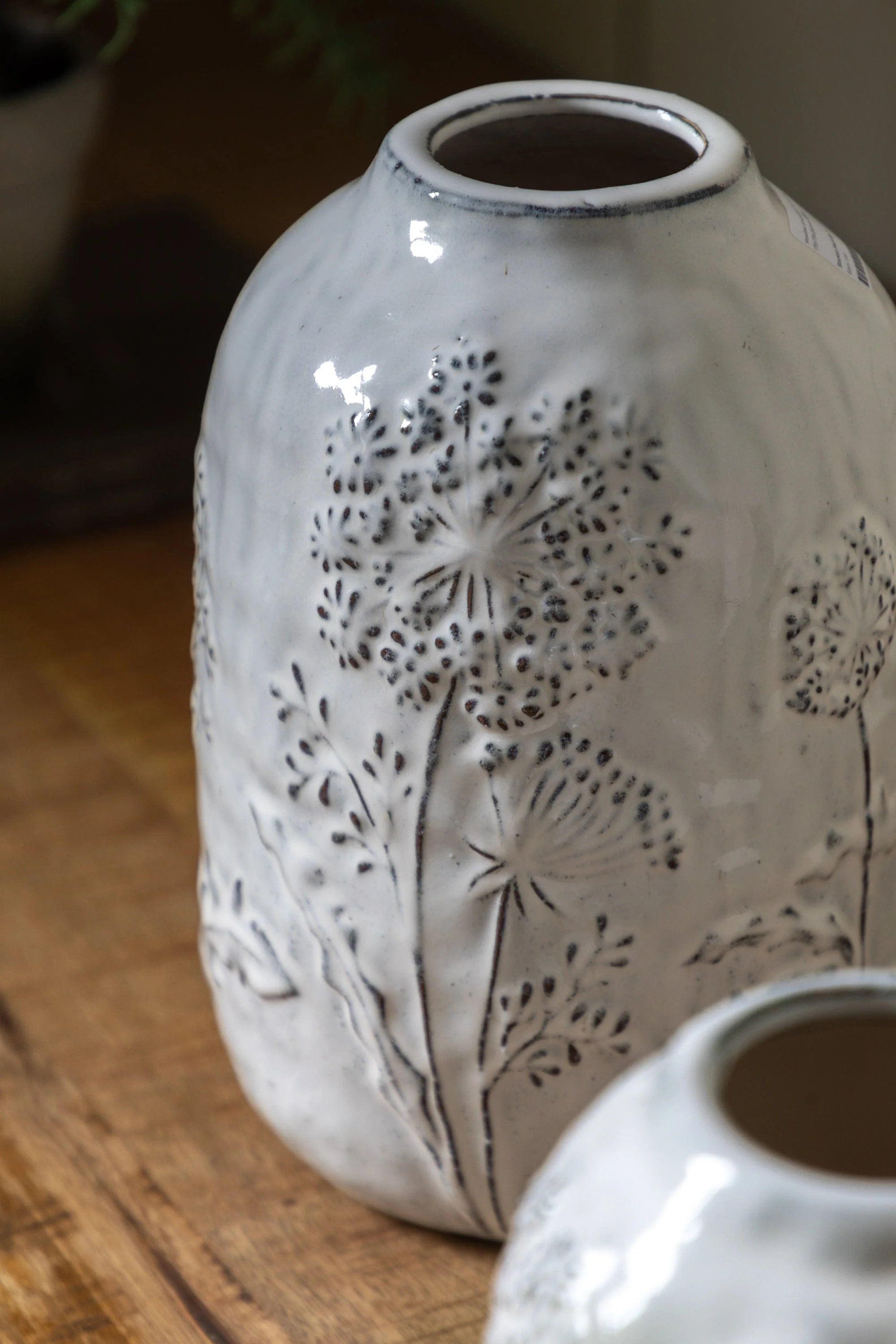 Meadow Embossed Ceramic Vase Stone Small - Image 4