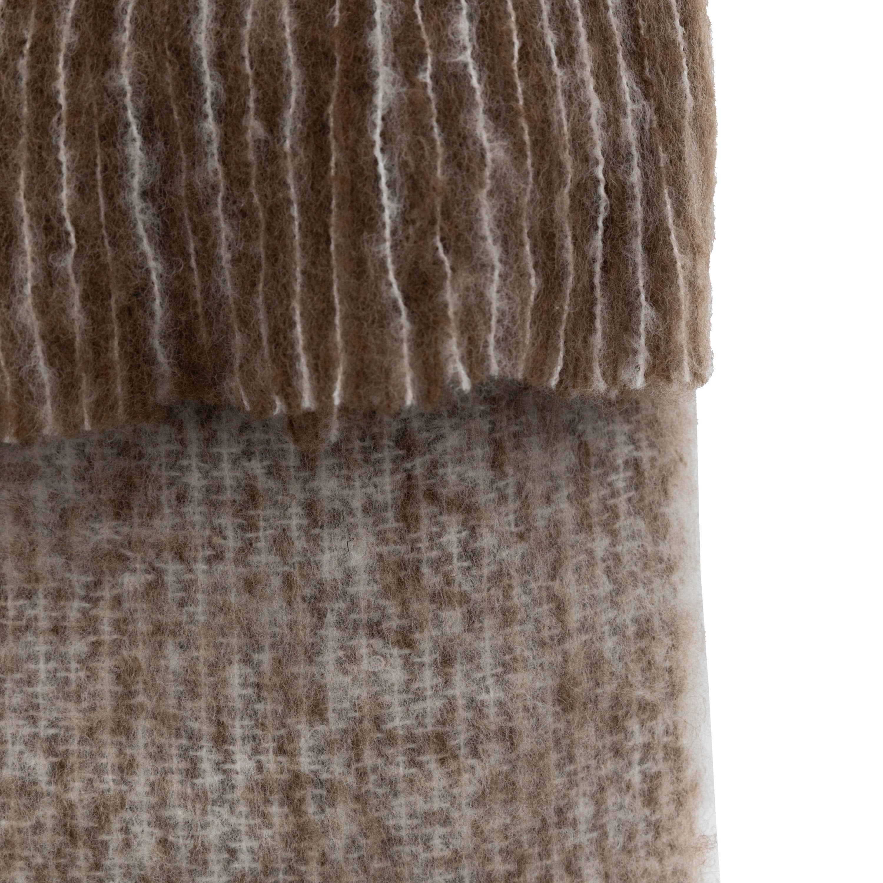 Mohair Fringe Throw Brown & Natural - Image 4