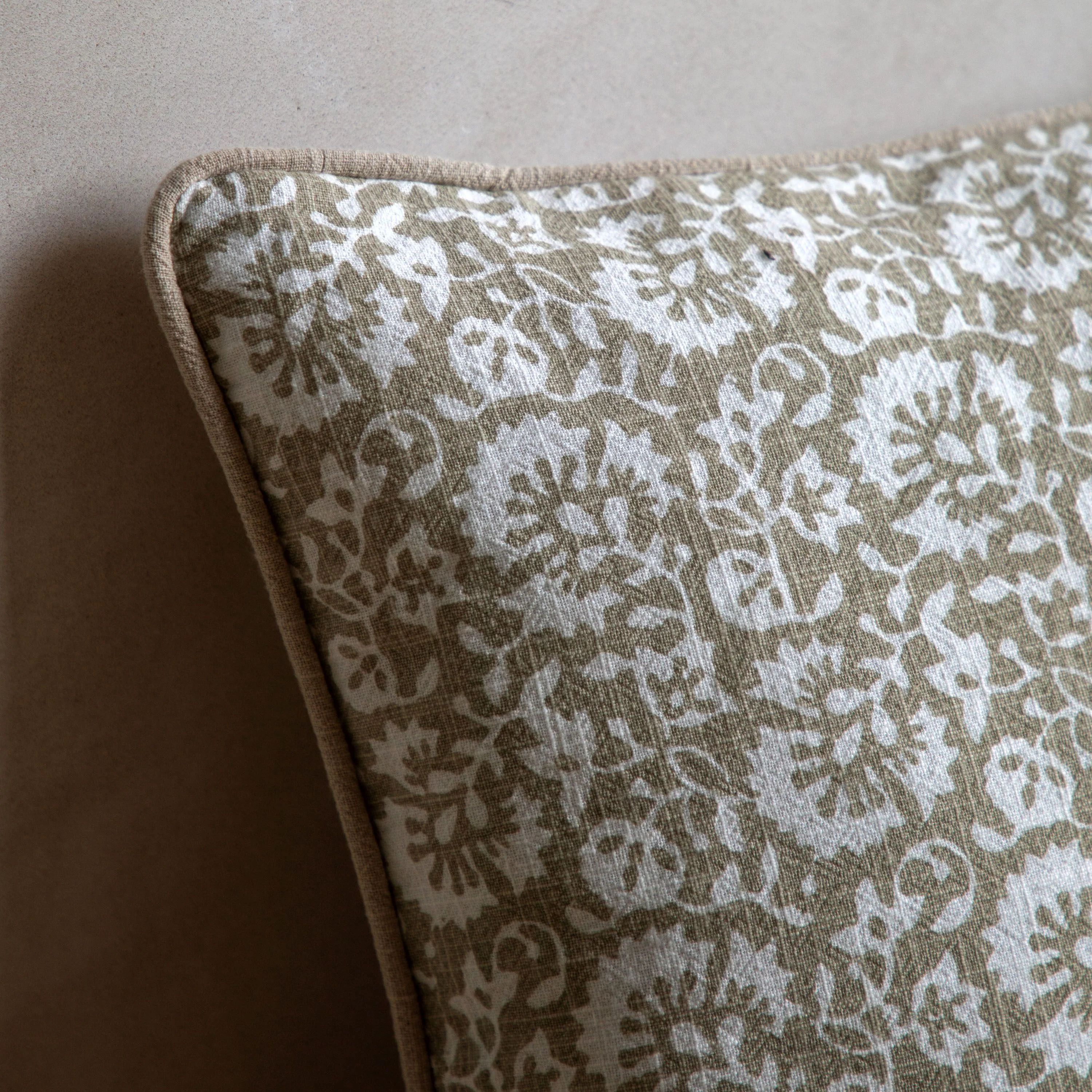 Morley Floral Cushion Taupe - Image 3