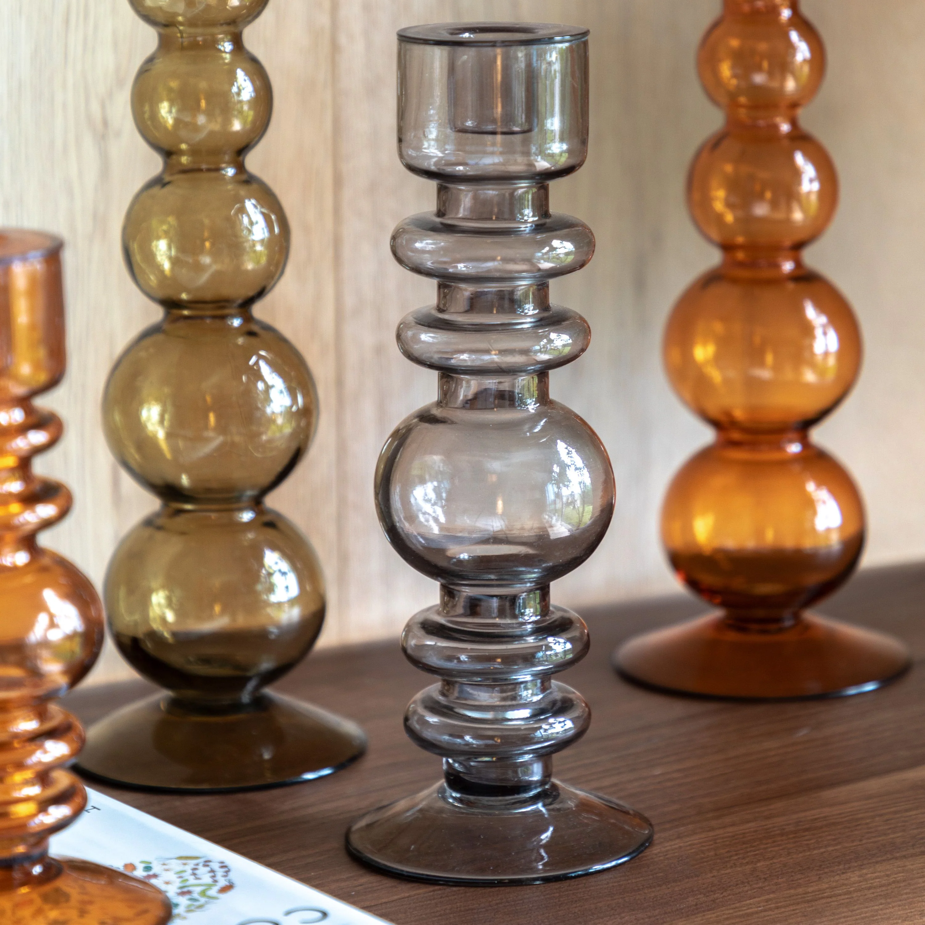 Movera Glass Taper Candlestick Smoke - Image 2