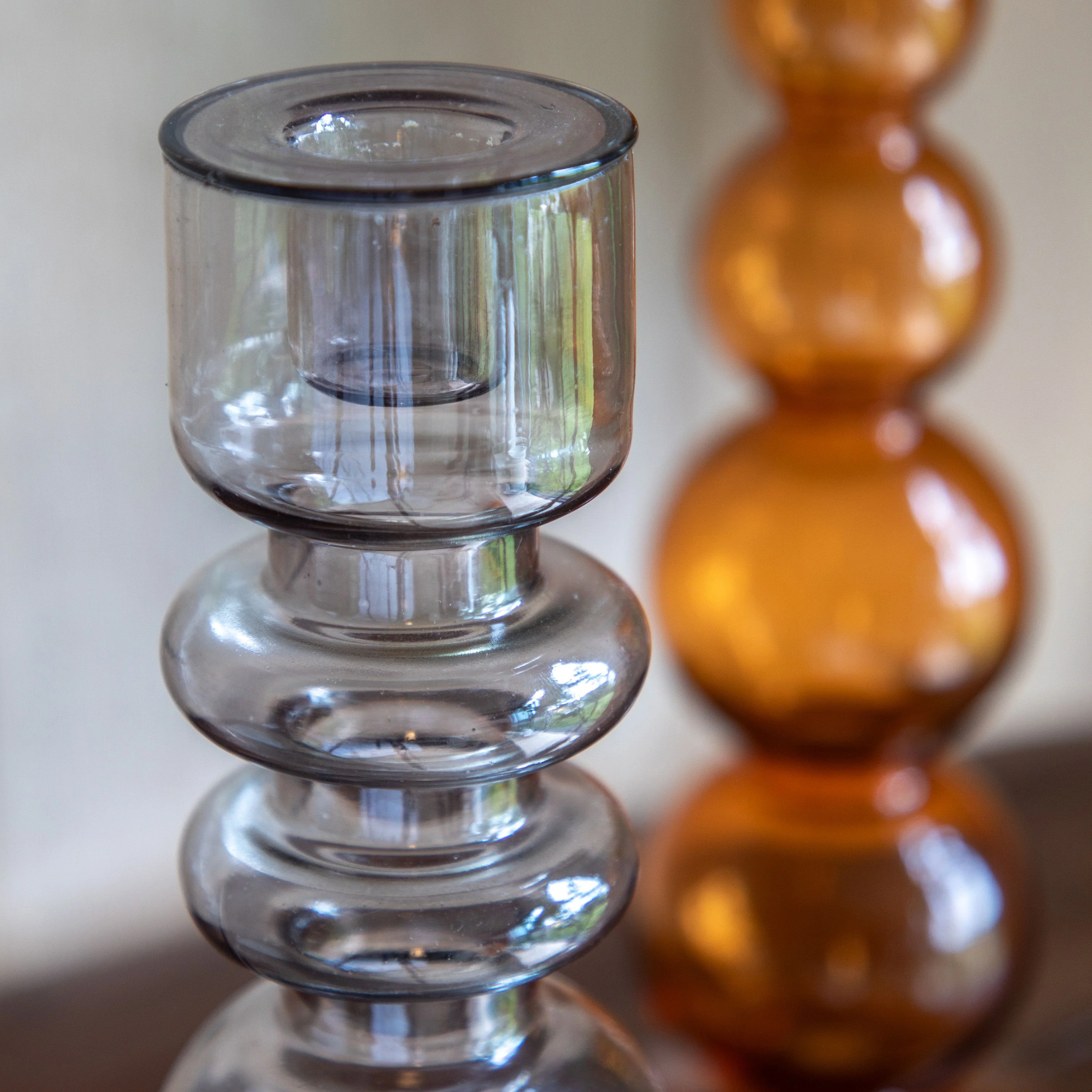 Movera Glass Taper Candlestick Smoke - Image 3