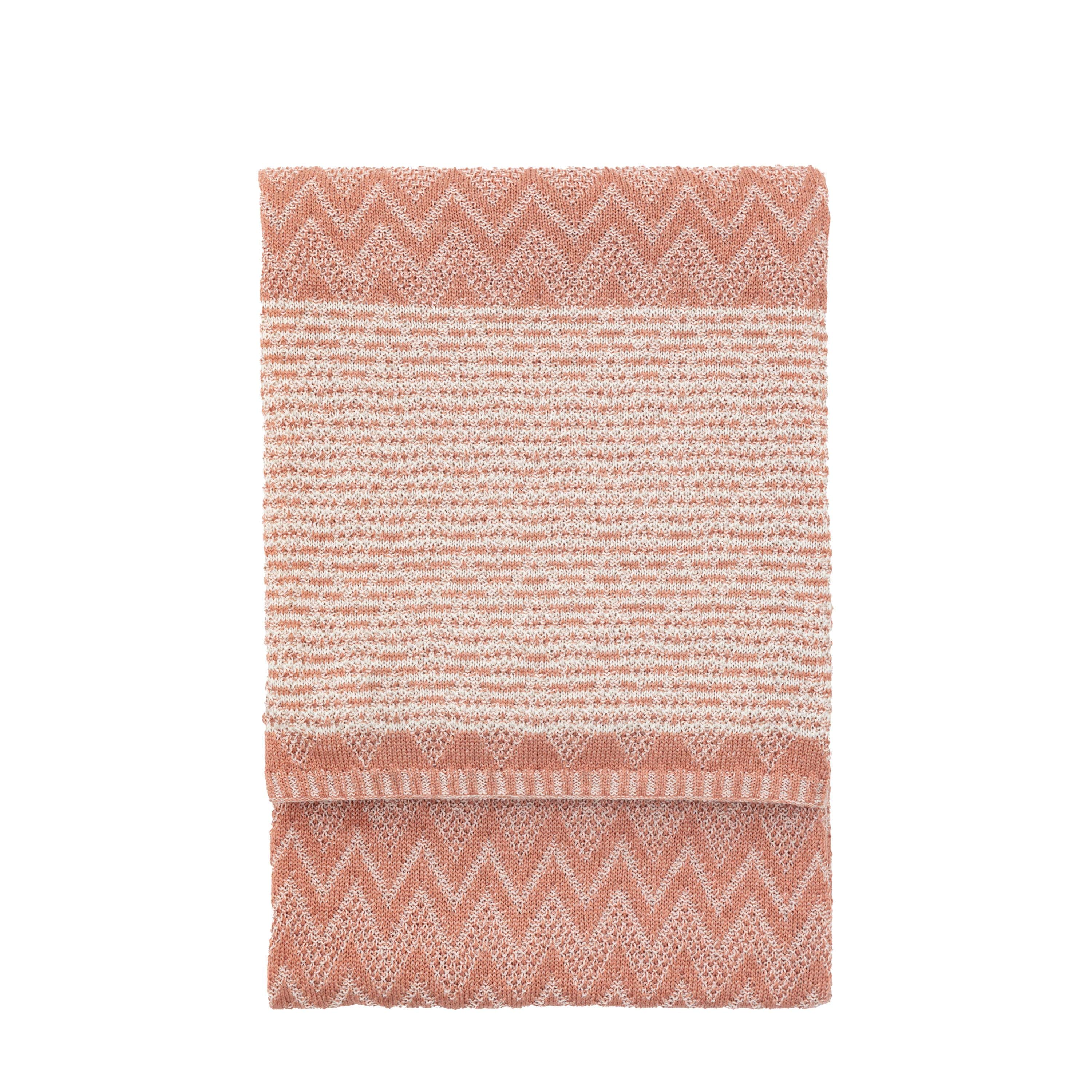 Nalu Knitted Herringbone Throw Apricot - Image 2