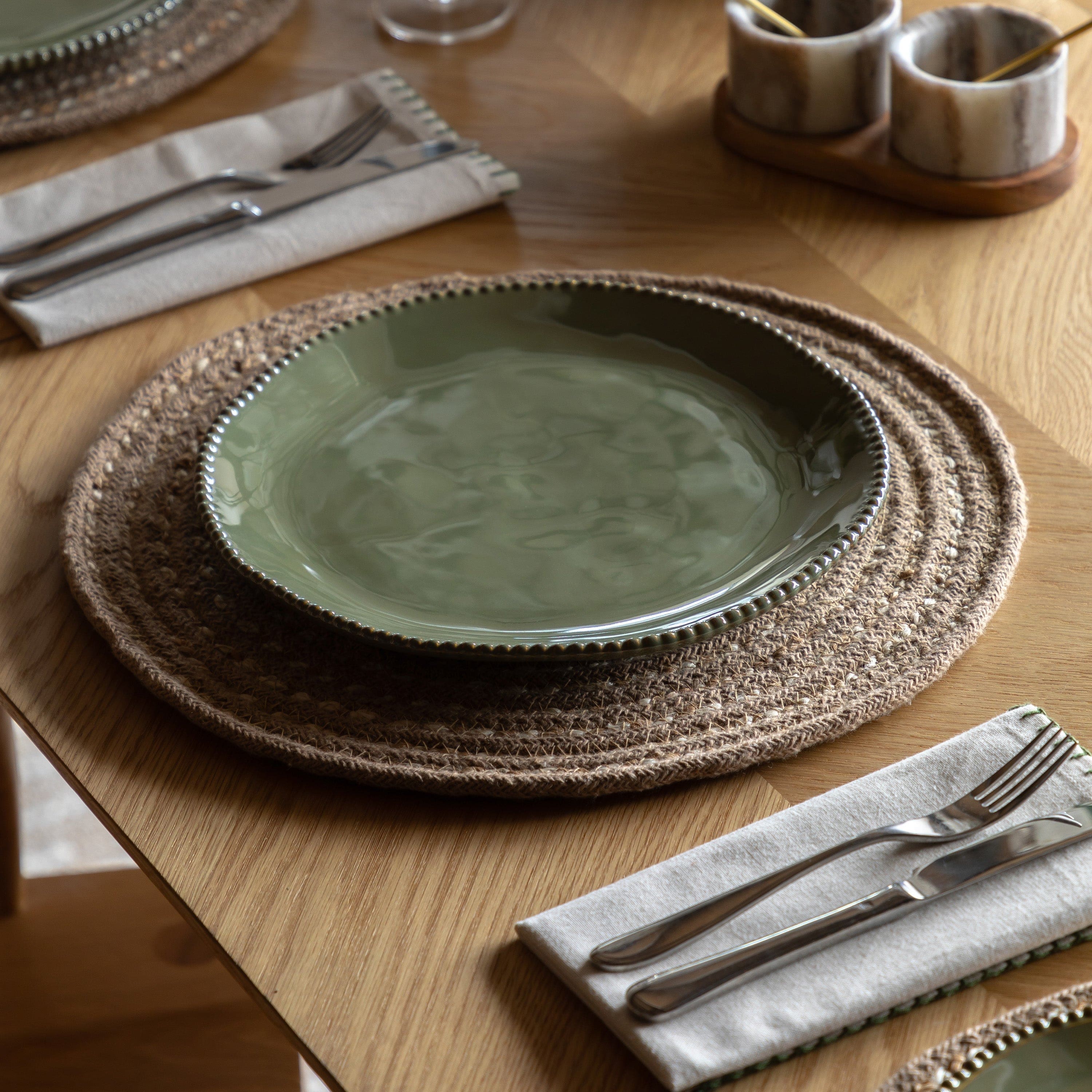 Organic Beaded Dinner Plate Olive 4pk