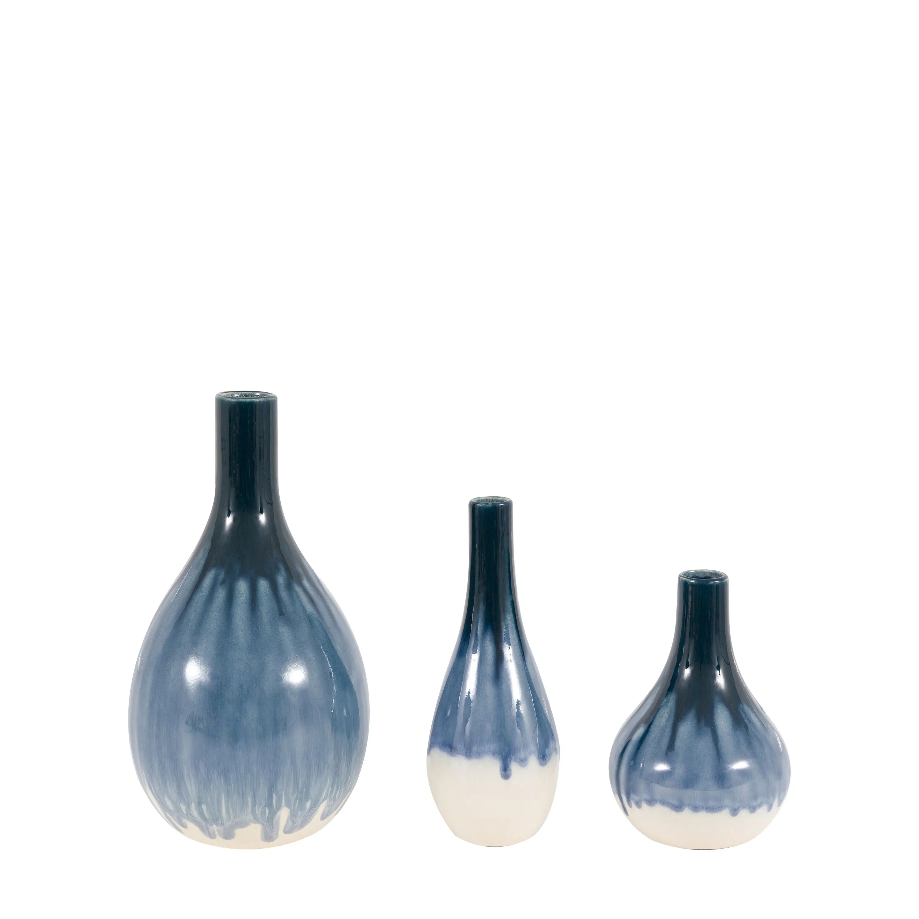 Orro Blue Organic Fade Ceramic Vase Set of 3 - Image 5