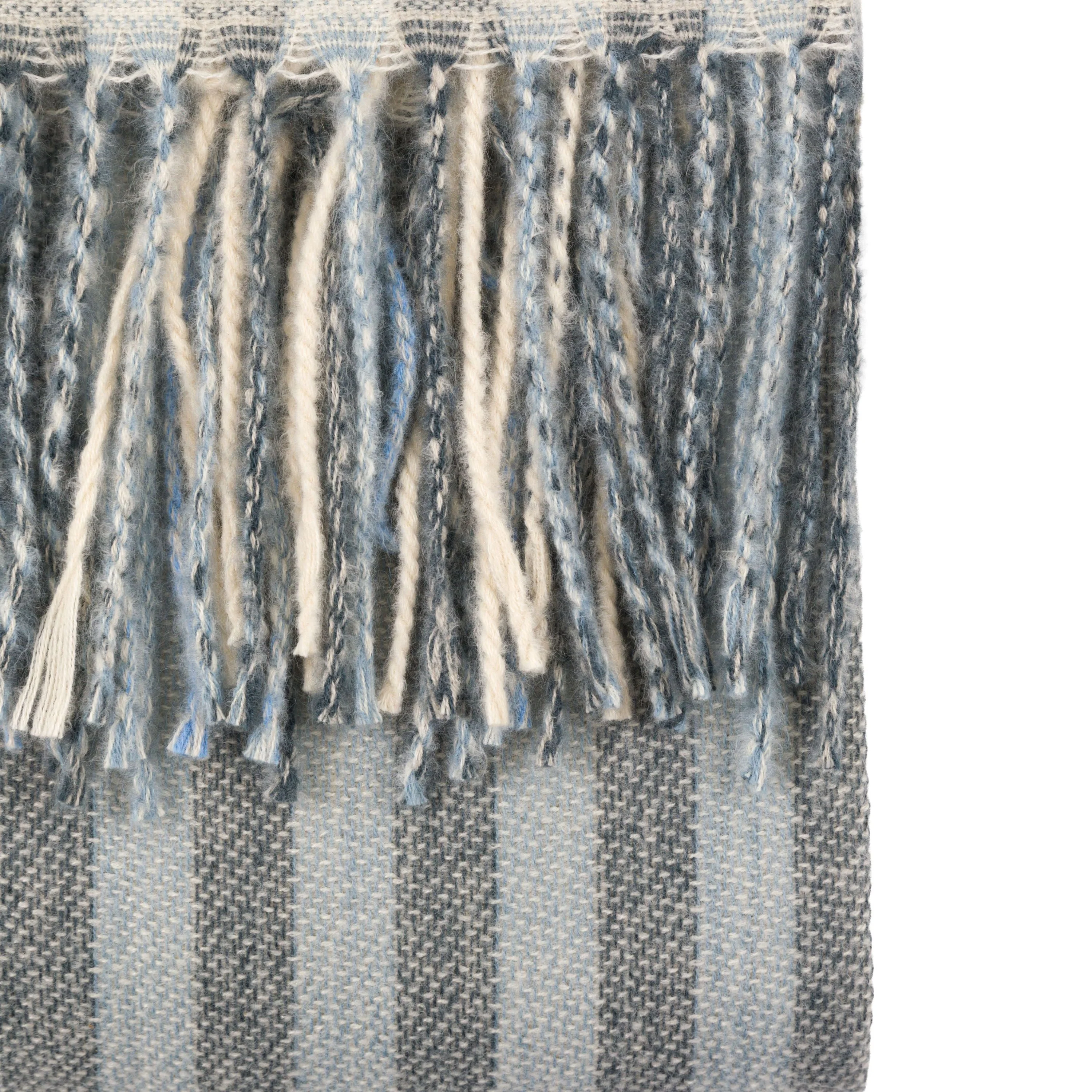 Lille Jacquard Stripe Throw Blue and Natural - Image 3