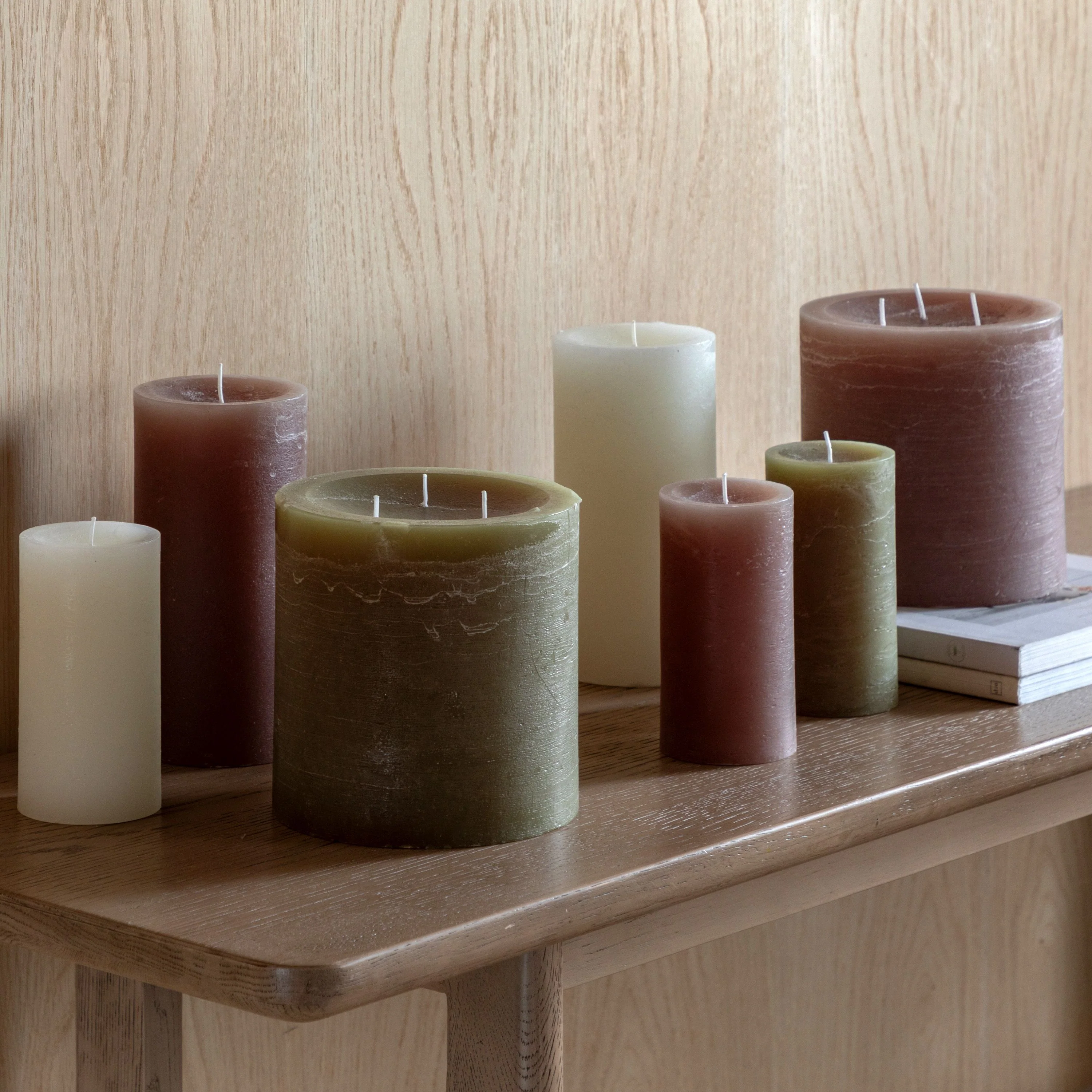 Pillar Candle Rustic White 2pk Small - Image 2