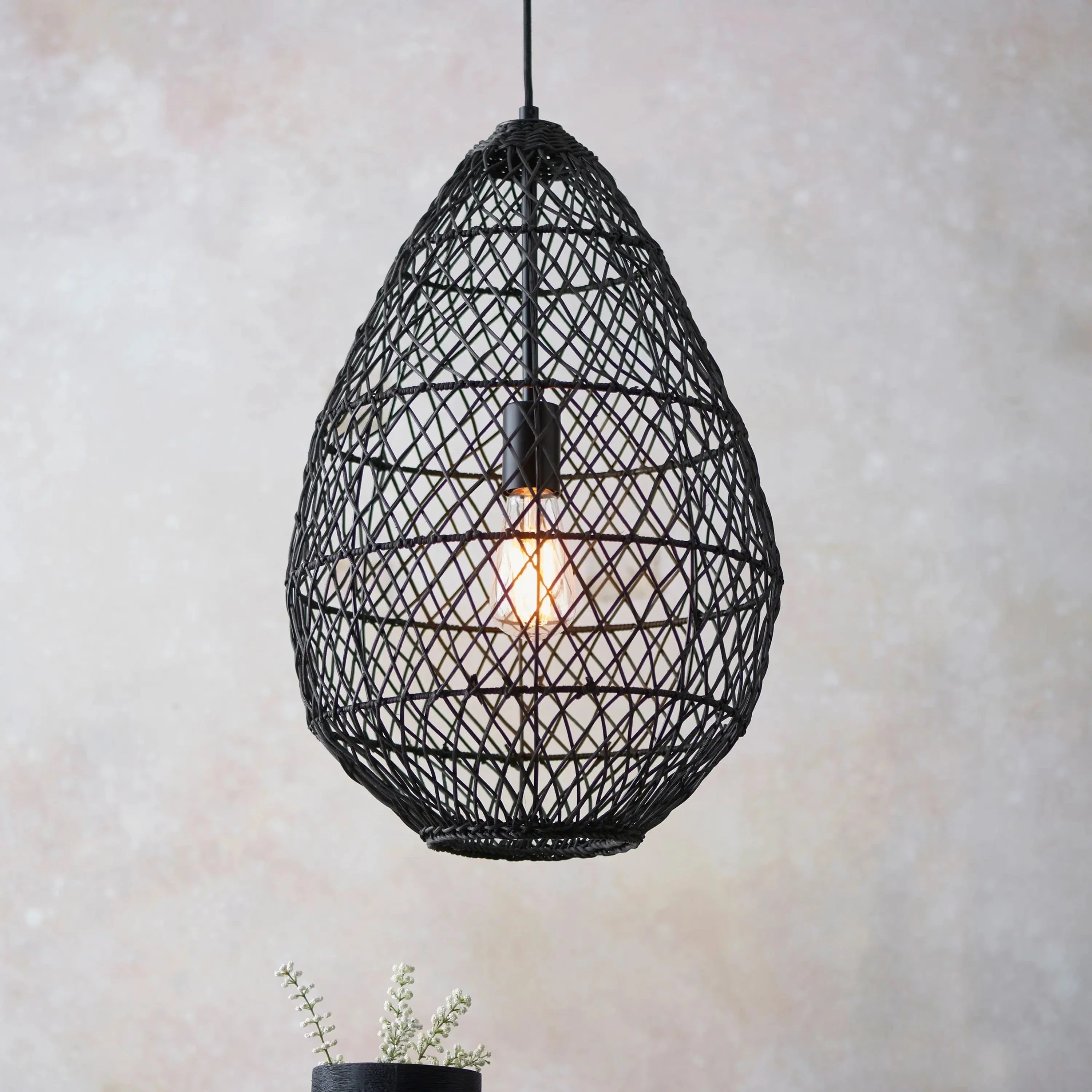 Pimva 1 Pendant Light Black Rattan