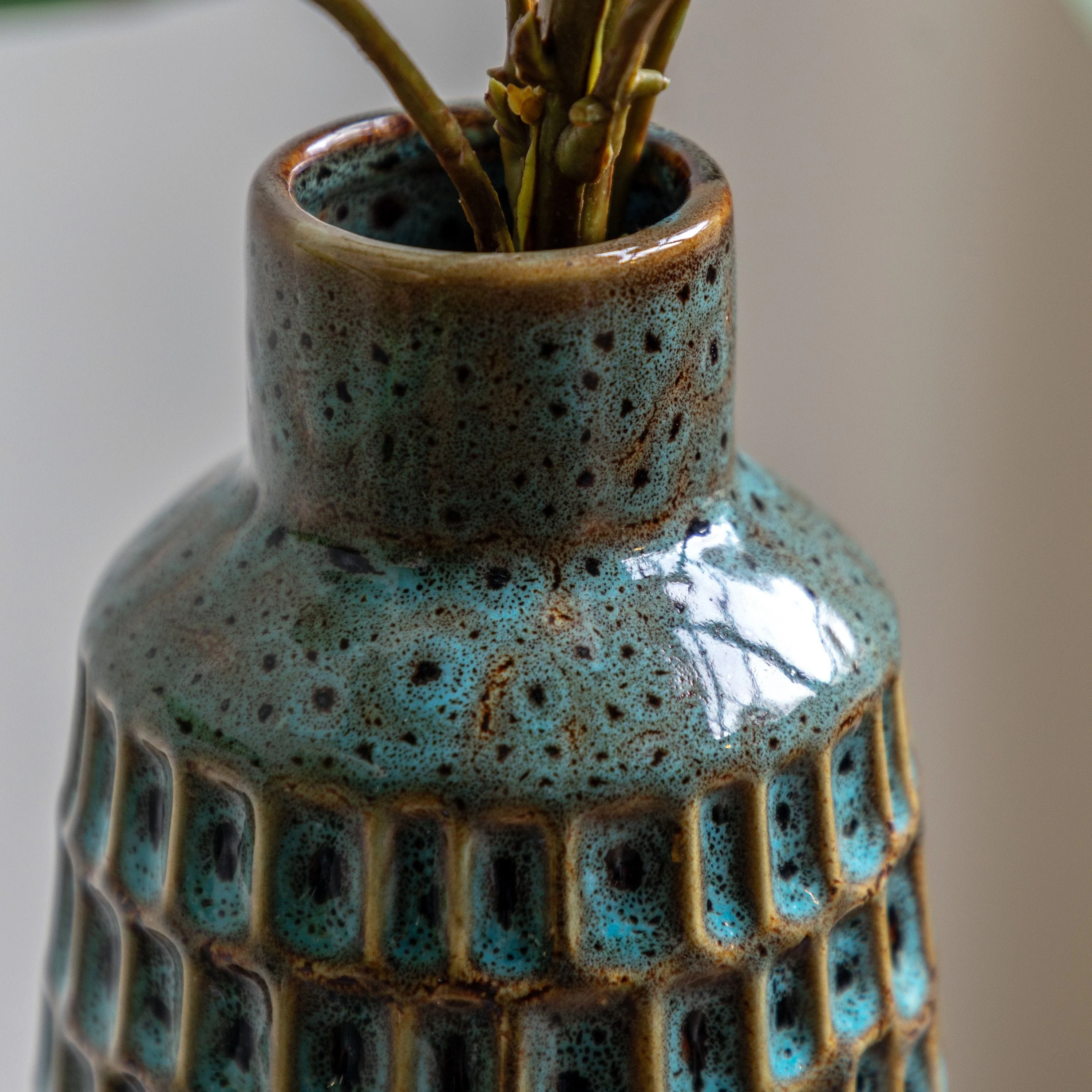 Reno Reactive Glaze Vase Teal Set of 2 - Image 2