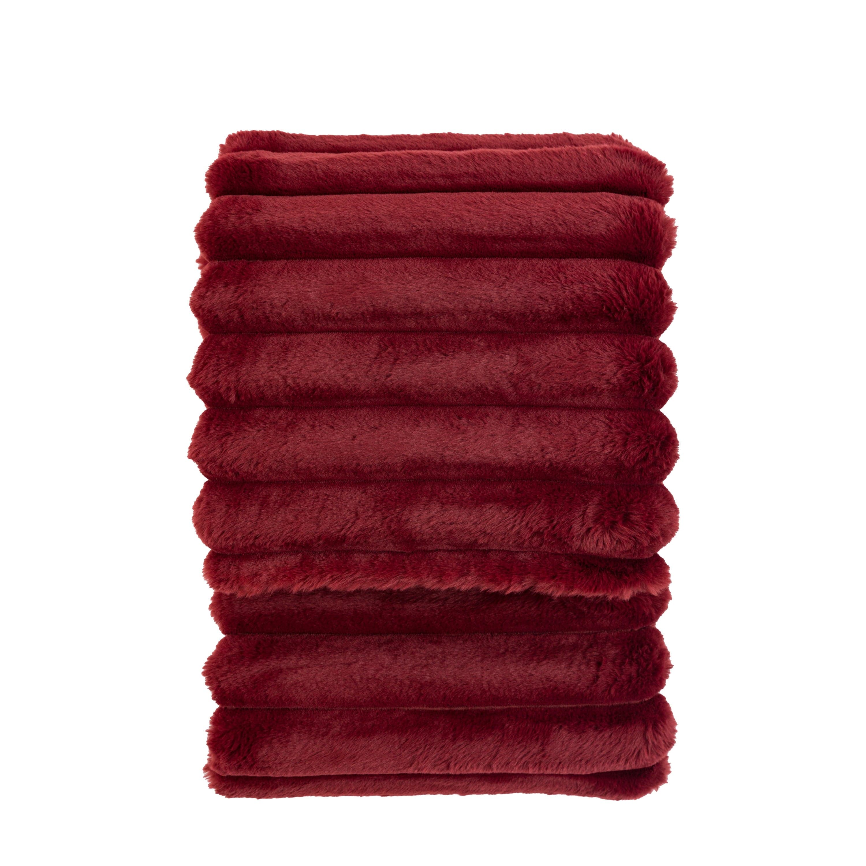 Ribbed Faux Fur Throw Mulberry - Image 2