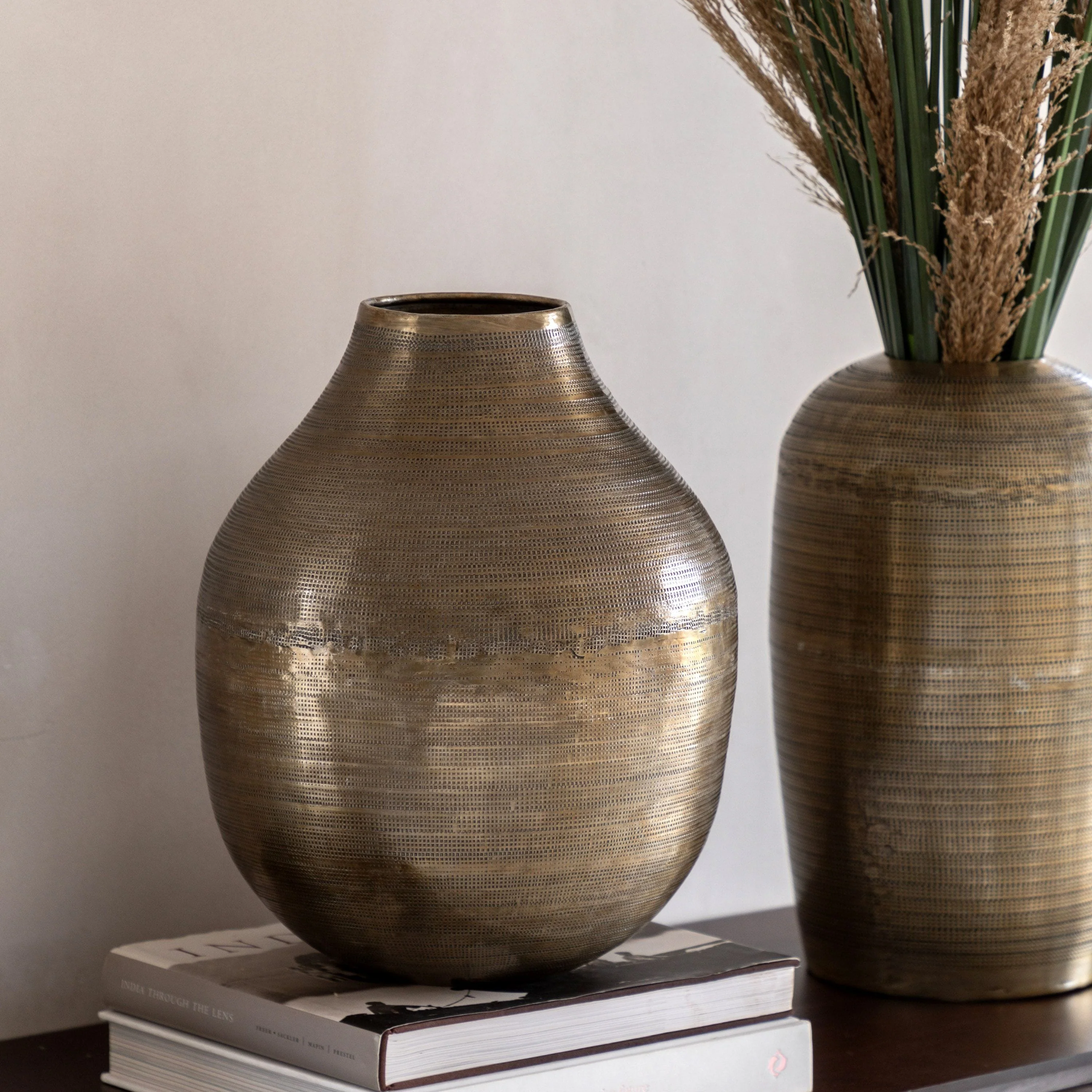 Sahara Hammered Metal Vase Antique Brass Small