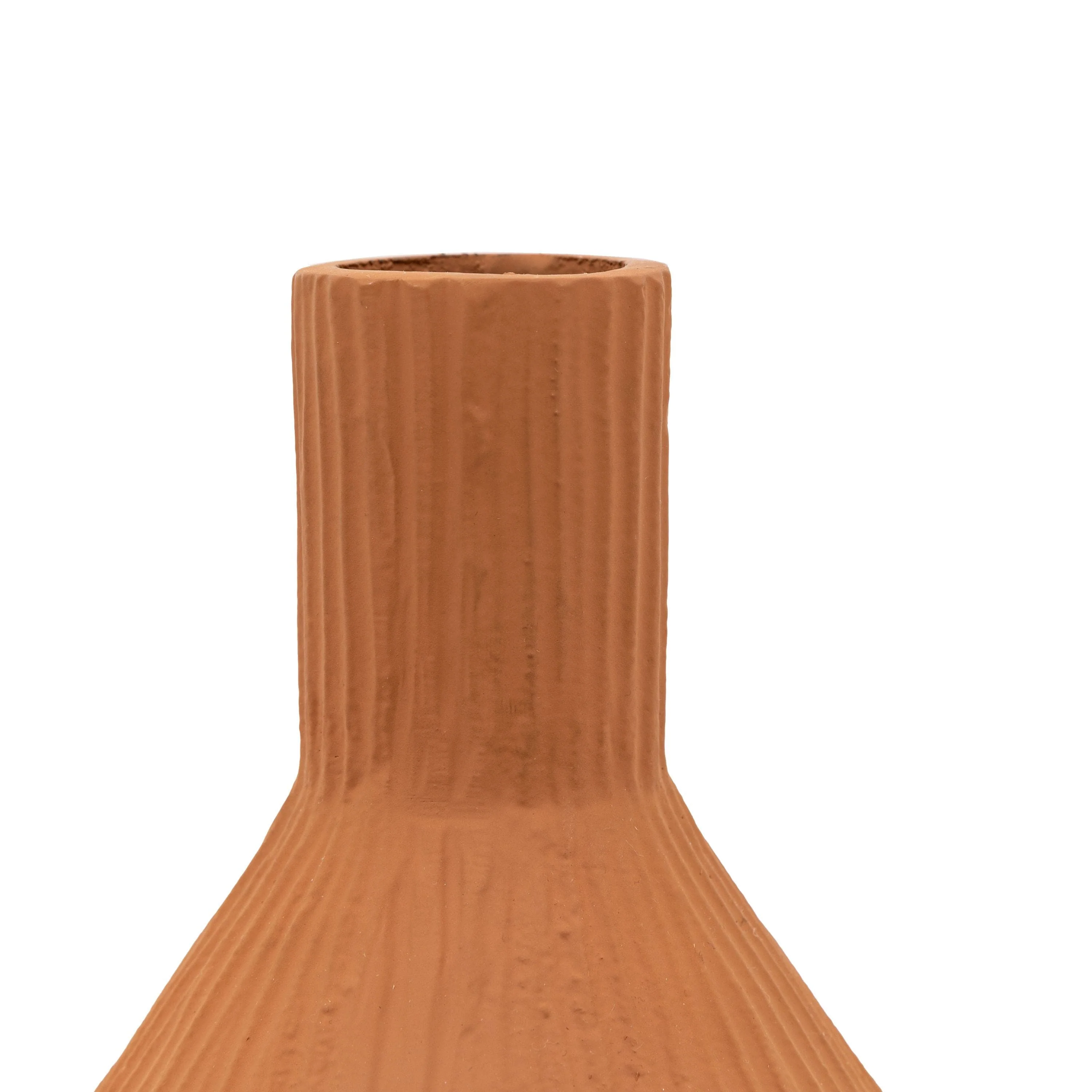 Sahara Ribbed Cast Metal Vase Terracotta - Image 5