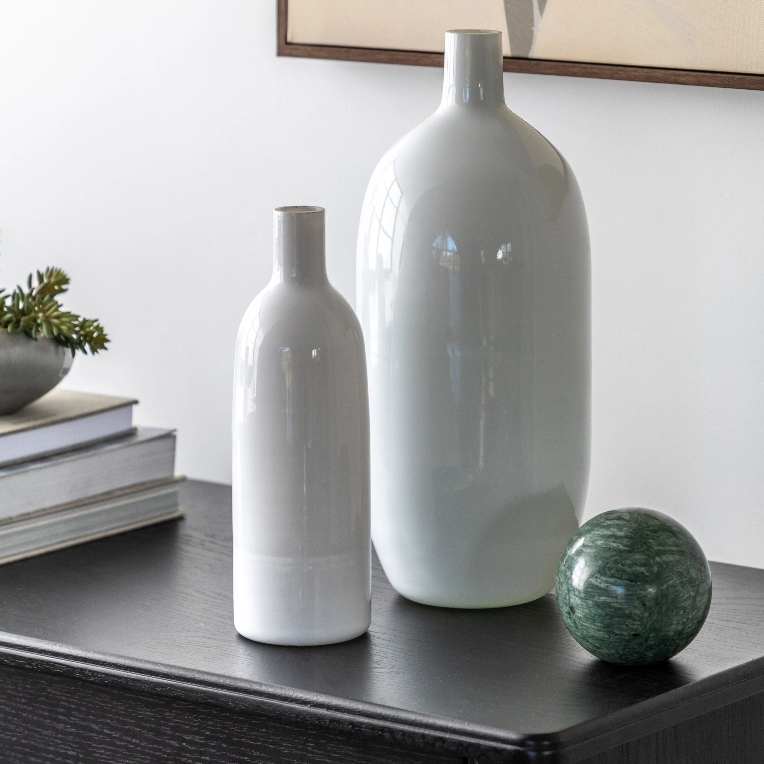 Santo Glass Bottle Vase White Small