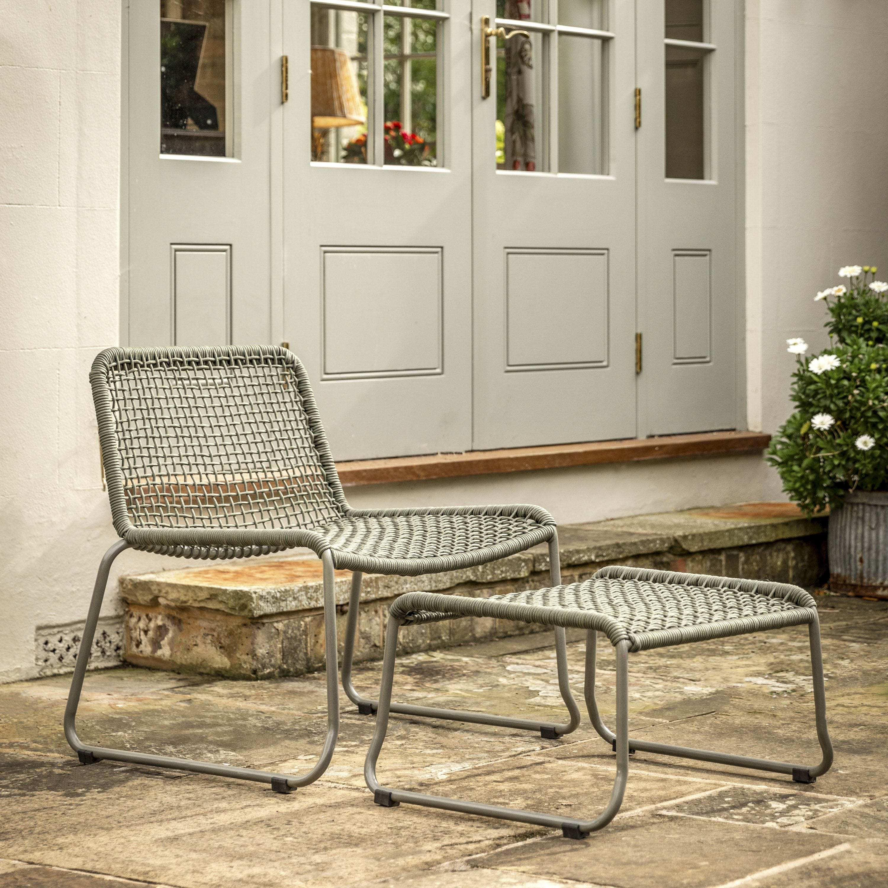 Sassano Lounge Chair with Footstool Green