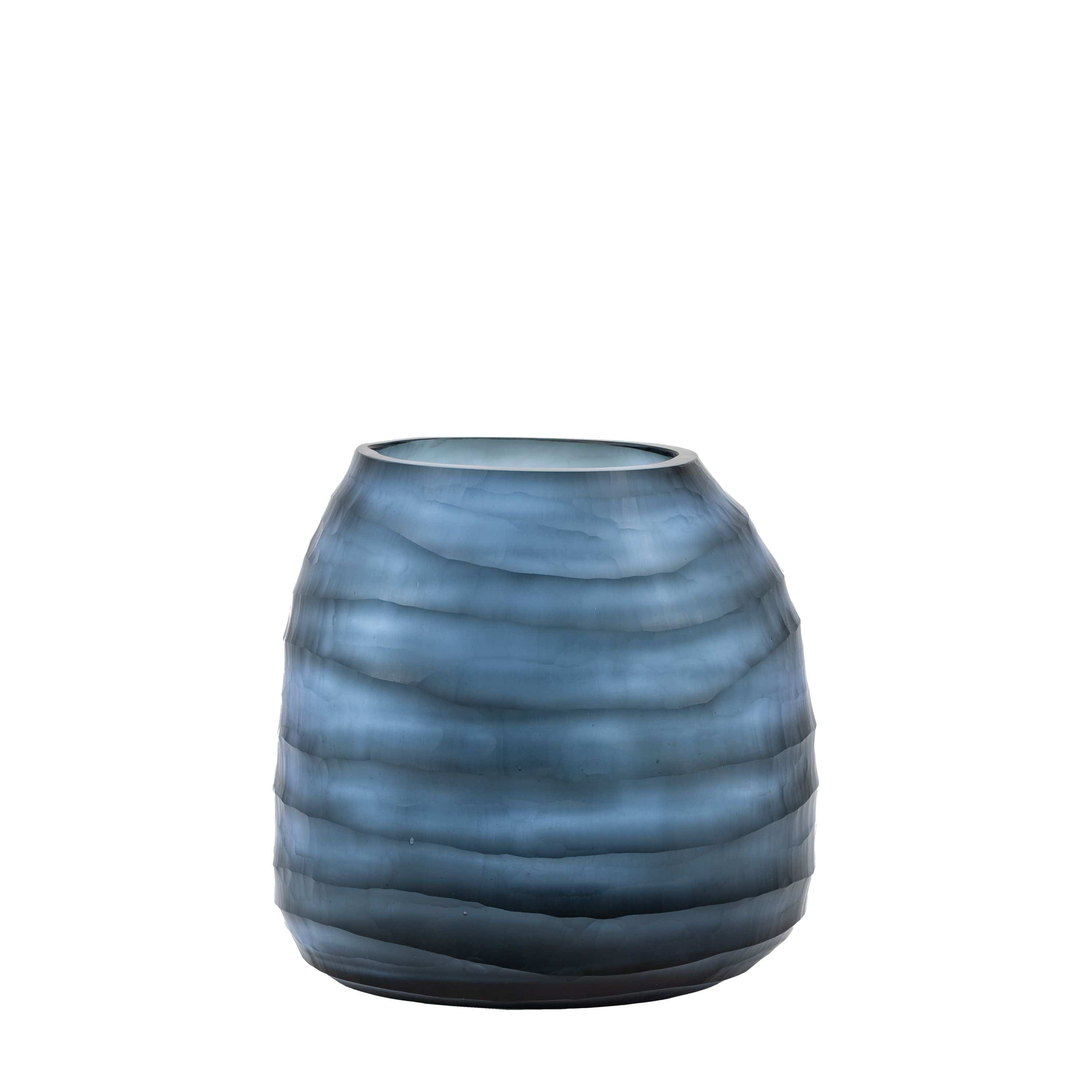 Sinto Handblown Carved Glass Vase Ink Small - Image 2