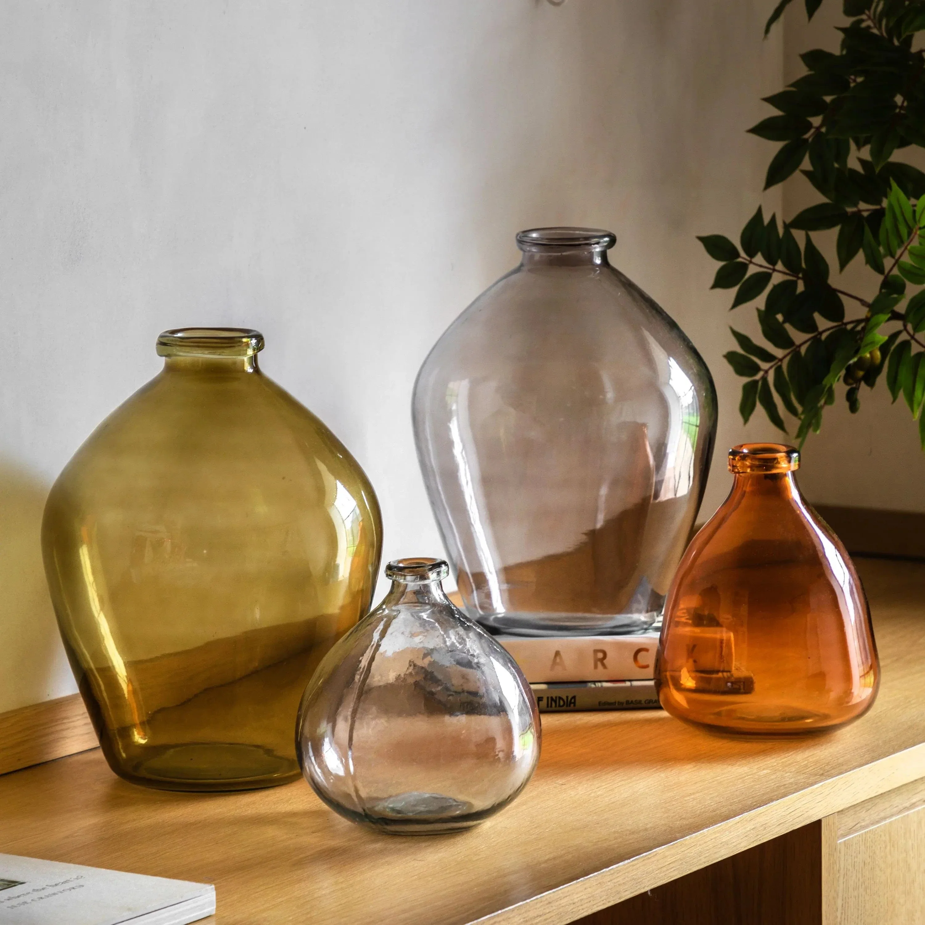 Soria Handblown Glass Vase Amber - Image 4