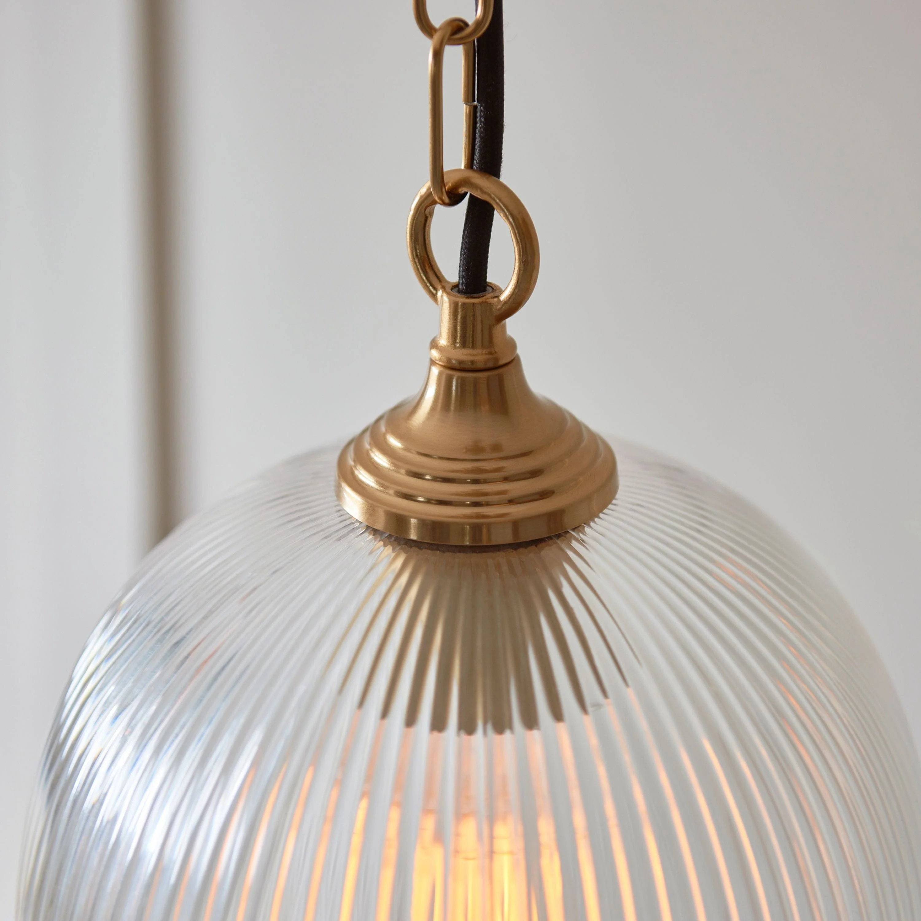Ashcroft Ribbed 1 Pendant Light Brushed Aged Brass - Image 3