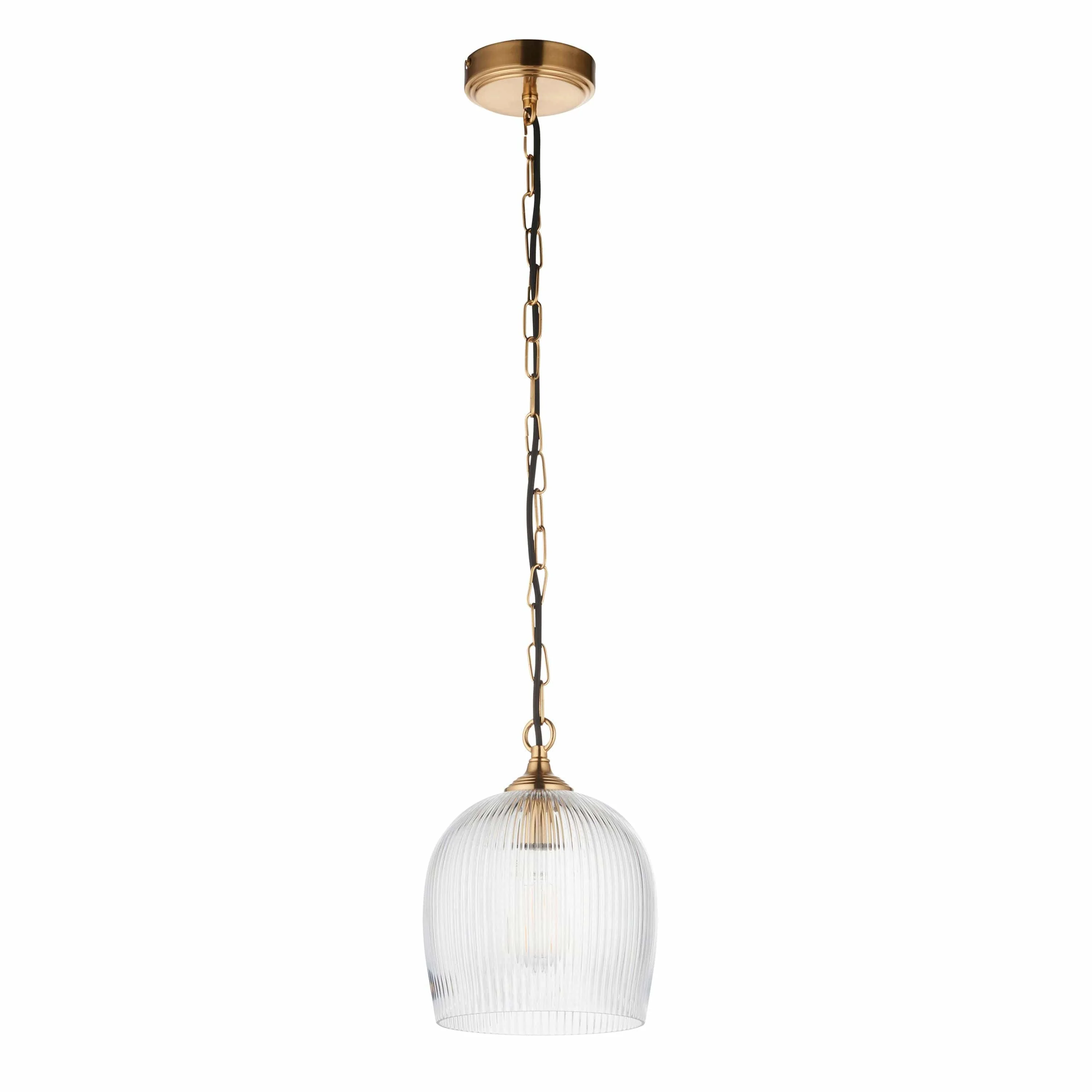 Ashcroft Ribbed 1 Pendant Light Brushed Aged Brass - Image 6