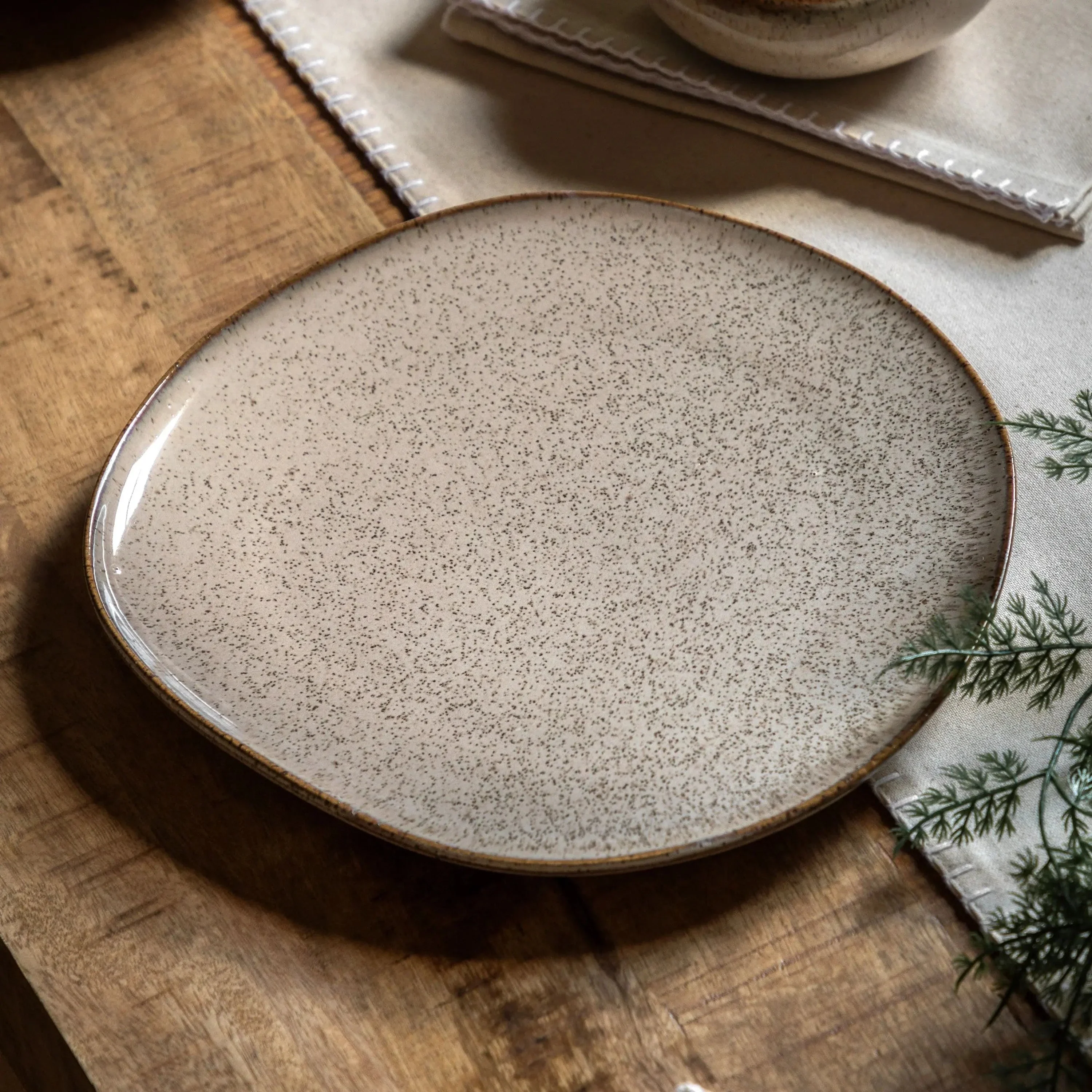 Speckle Glaze Dinner Plate Oatmeal 4pk