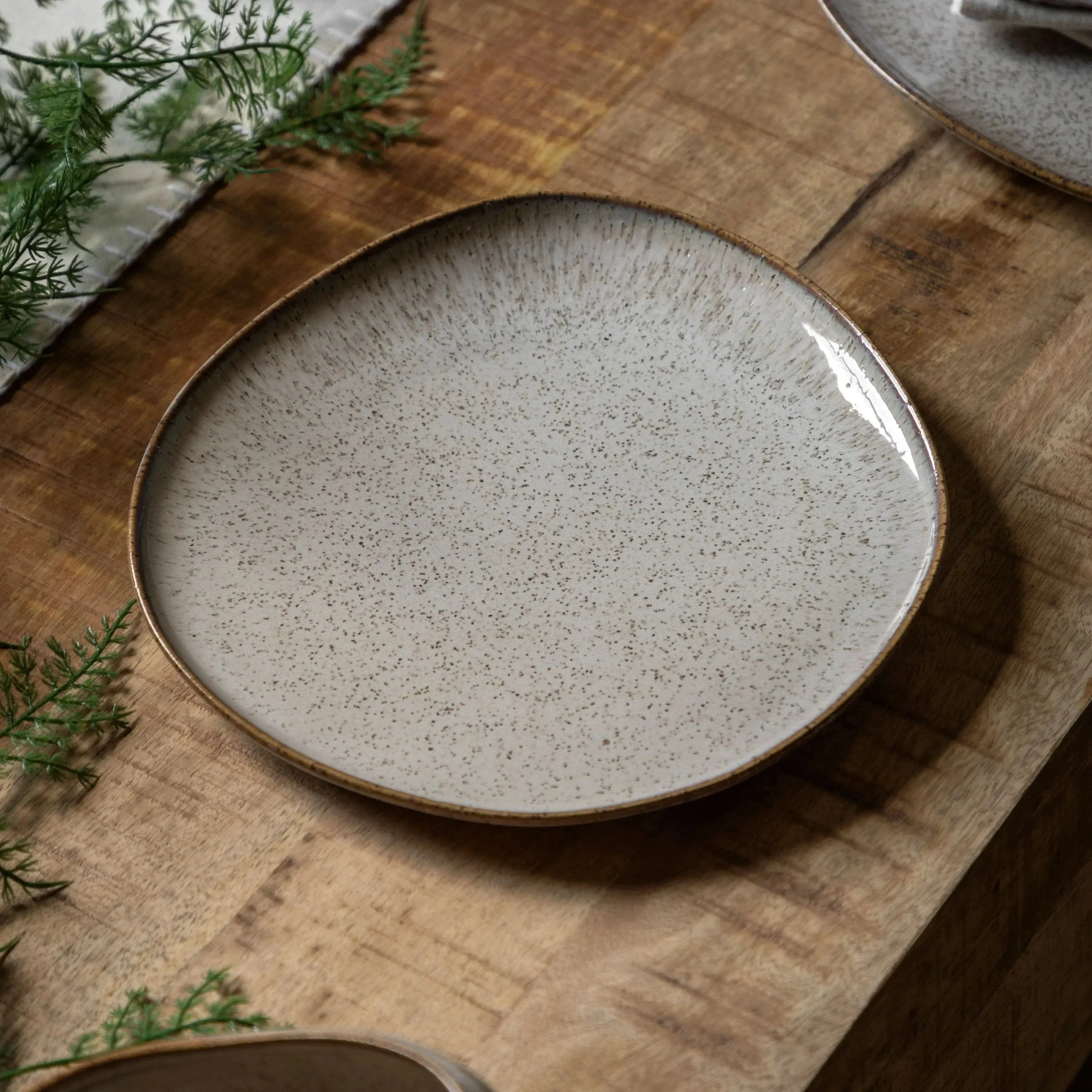 Speckle Glaze Side Plate Oatmeal 4pk