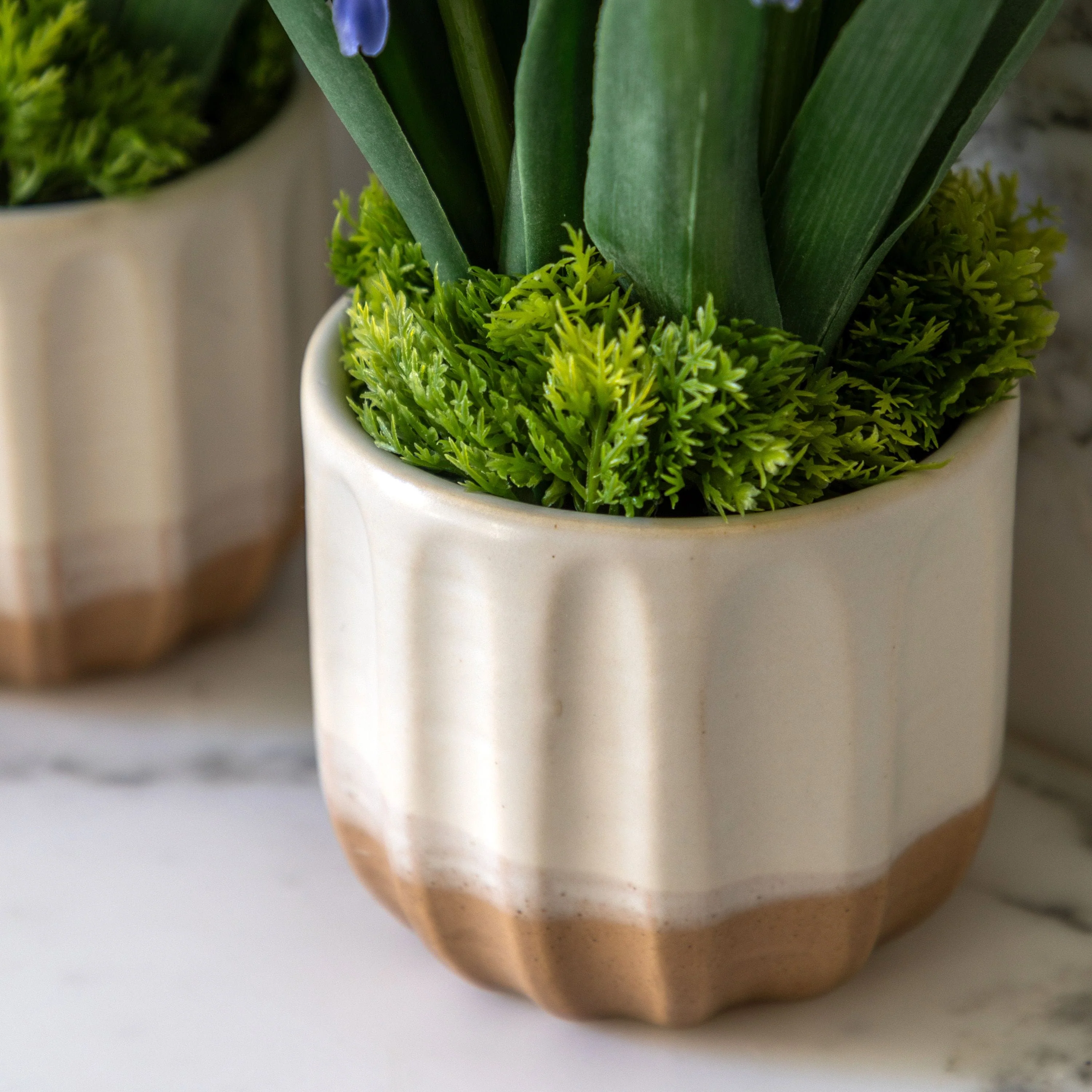 Spring Hydrangea Purple in Ceramic Pots Set of 2 - Image 4