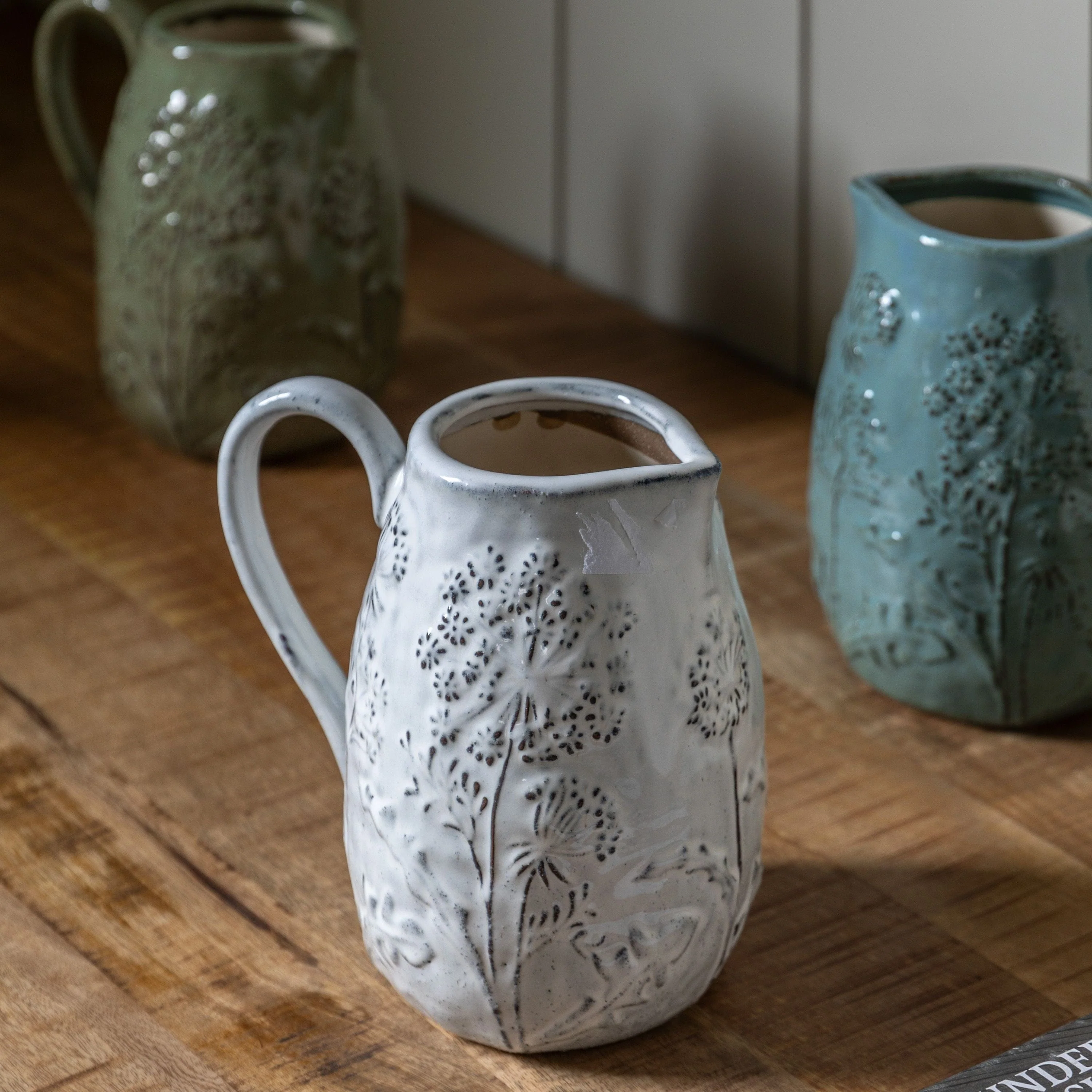 Springs Embossed Ceramic Jug Stone