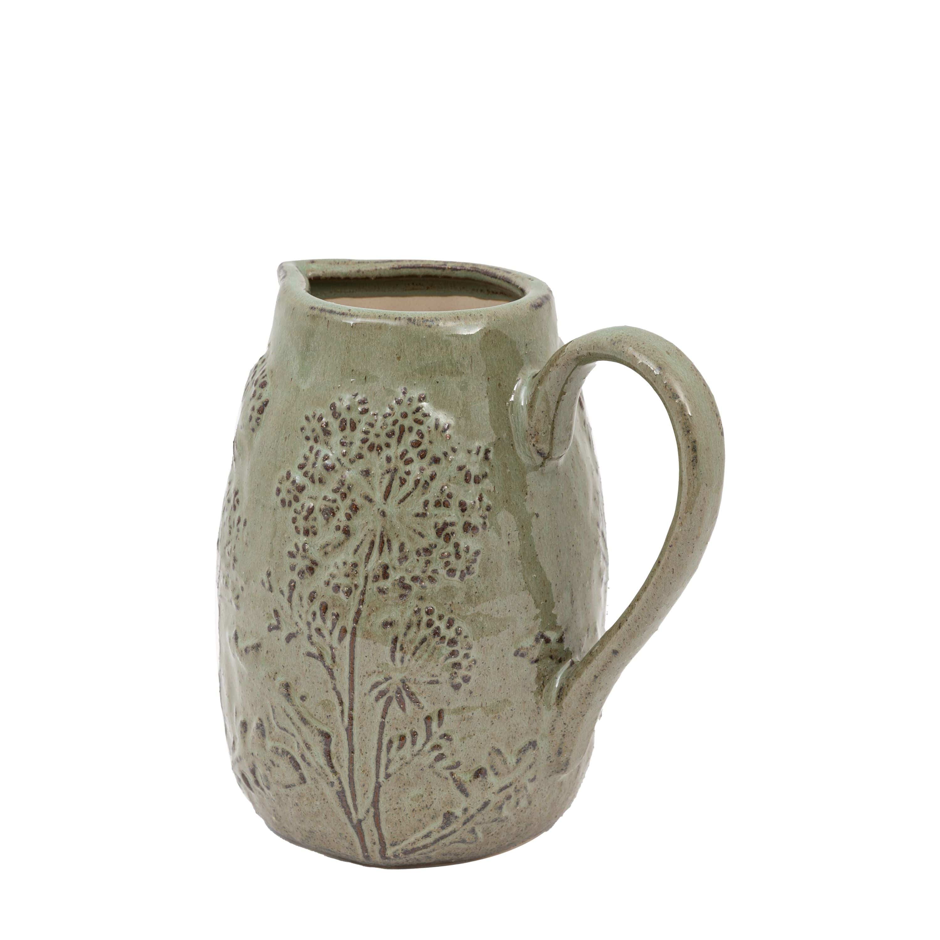 Springs Embossed Ceramic Jug Sage - Image 4