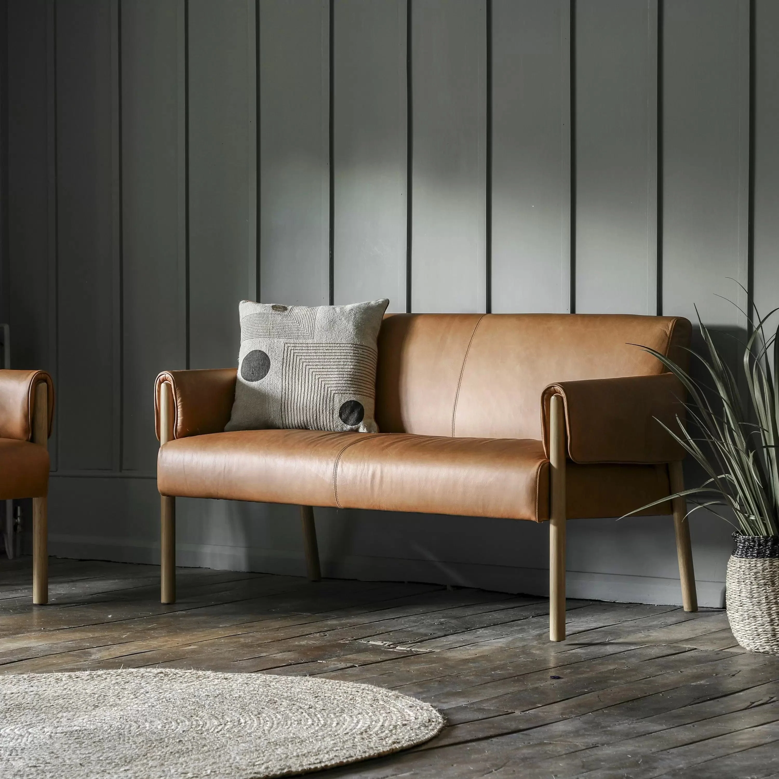 Lindale 2 Seater Sofa Brown Leather - Image 4