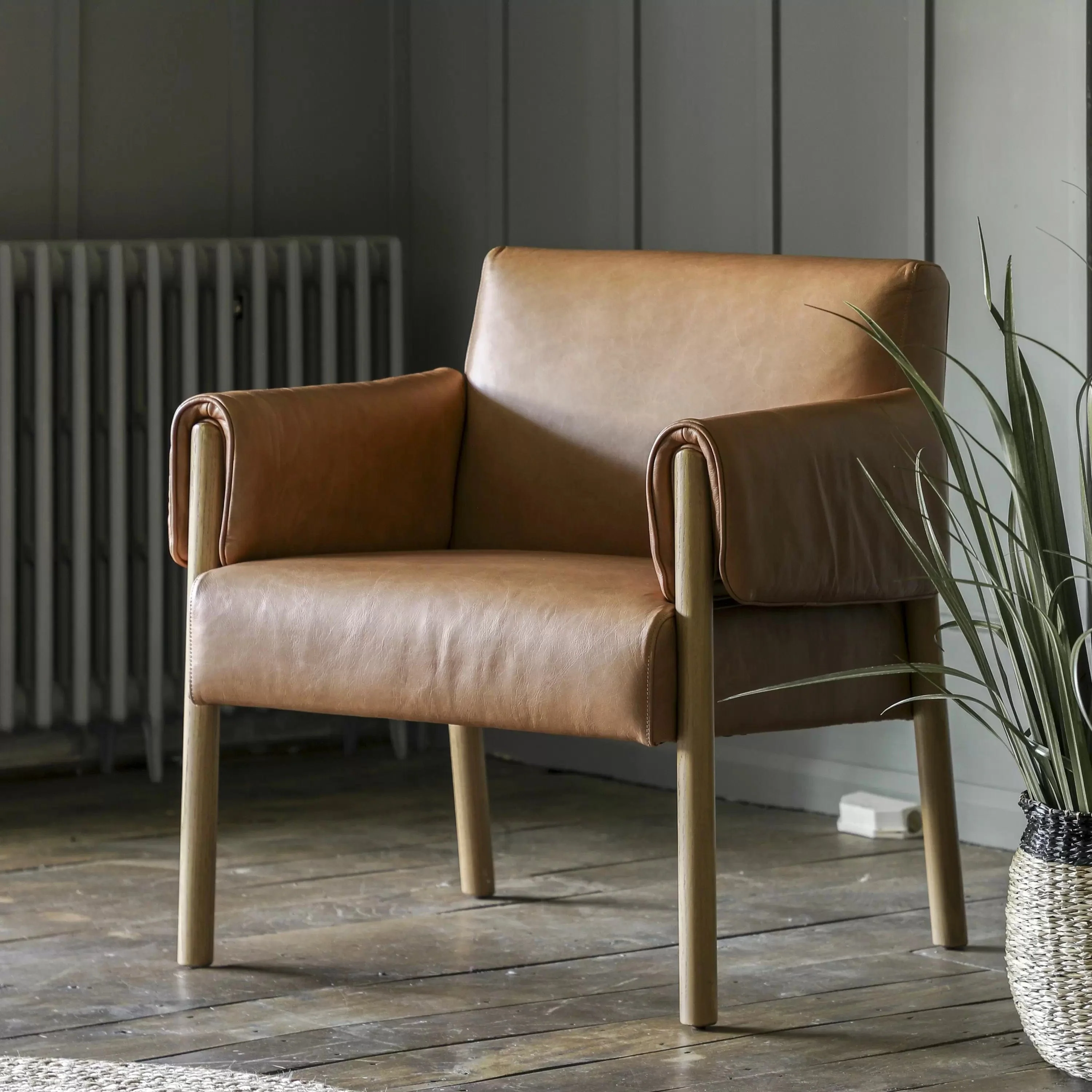 Lindale Armchair Brown Leather - Image 2