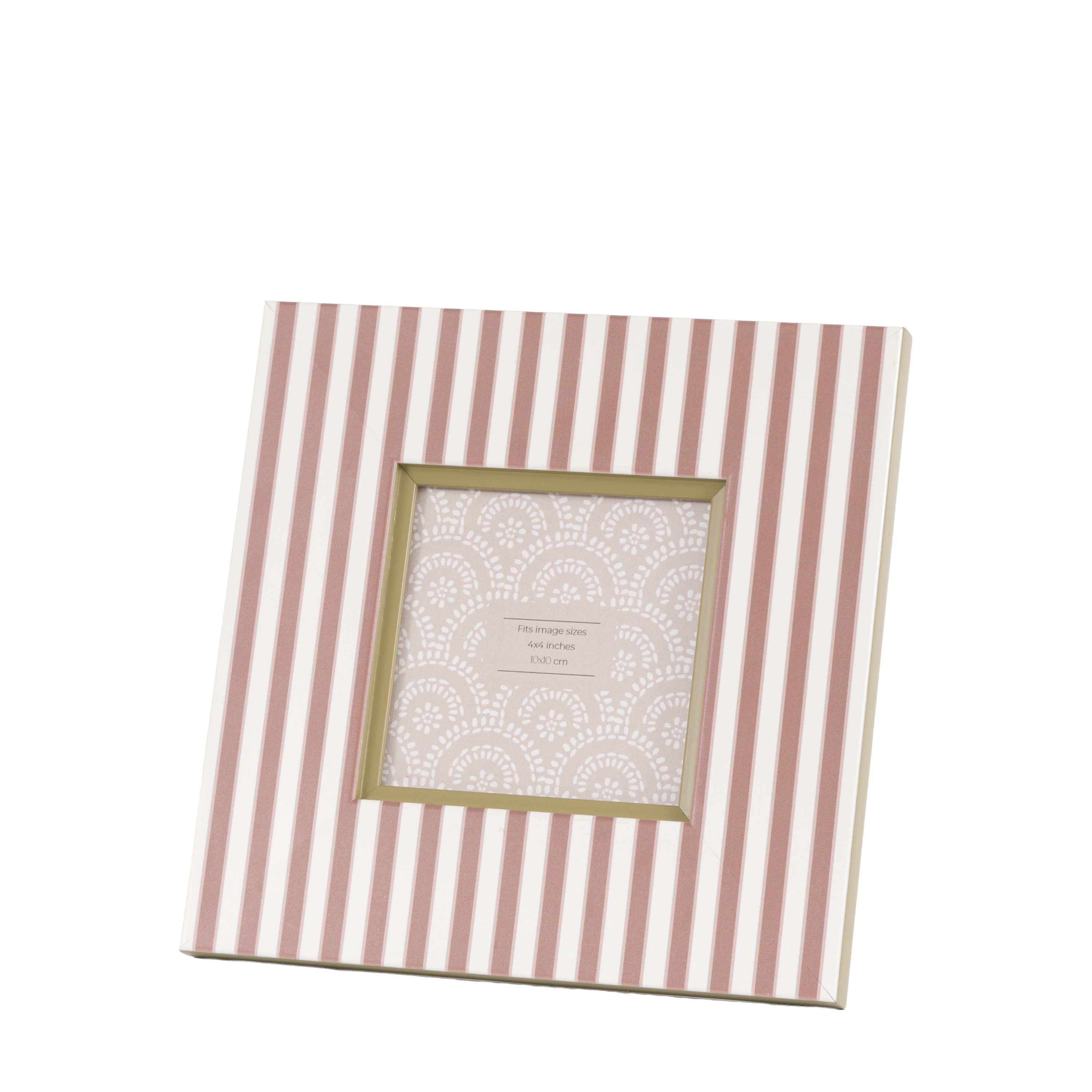 Stripe Photo Frame Olive and Fawn 4x4 2pk - Image 2