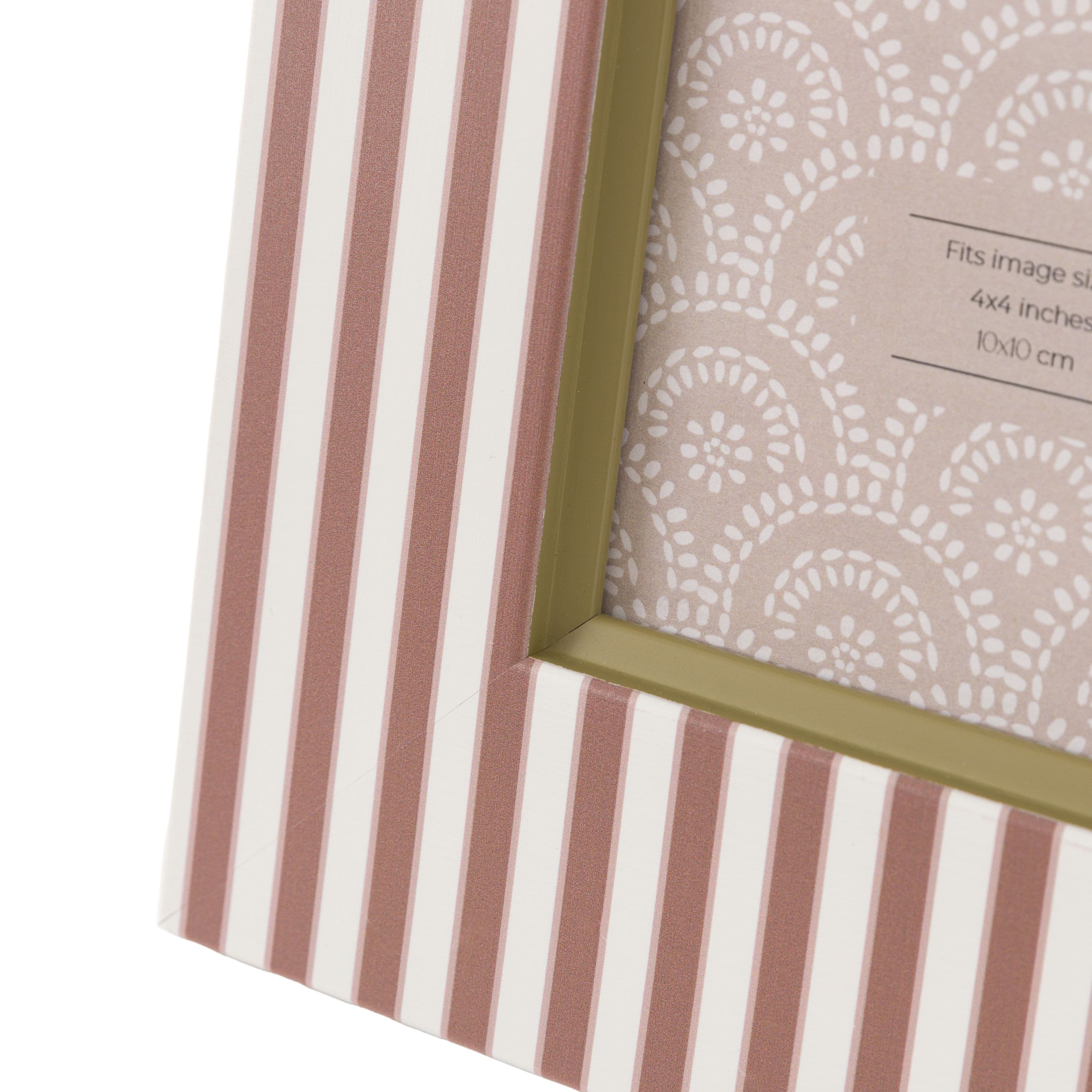 Stripe Photo Frame Olive and Fawn 4x4 2pk - Image 6