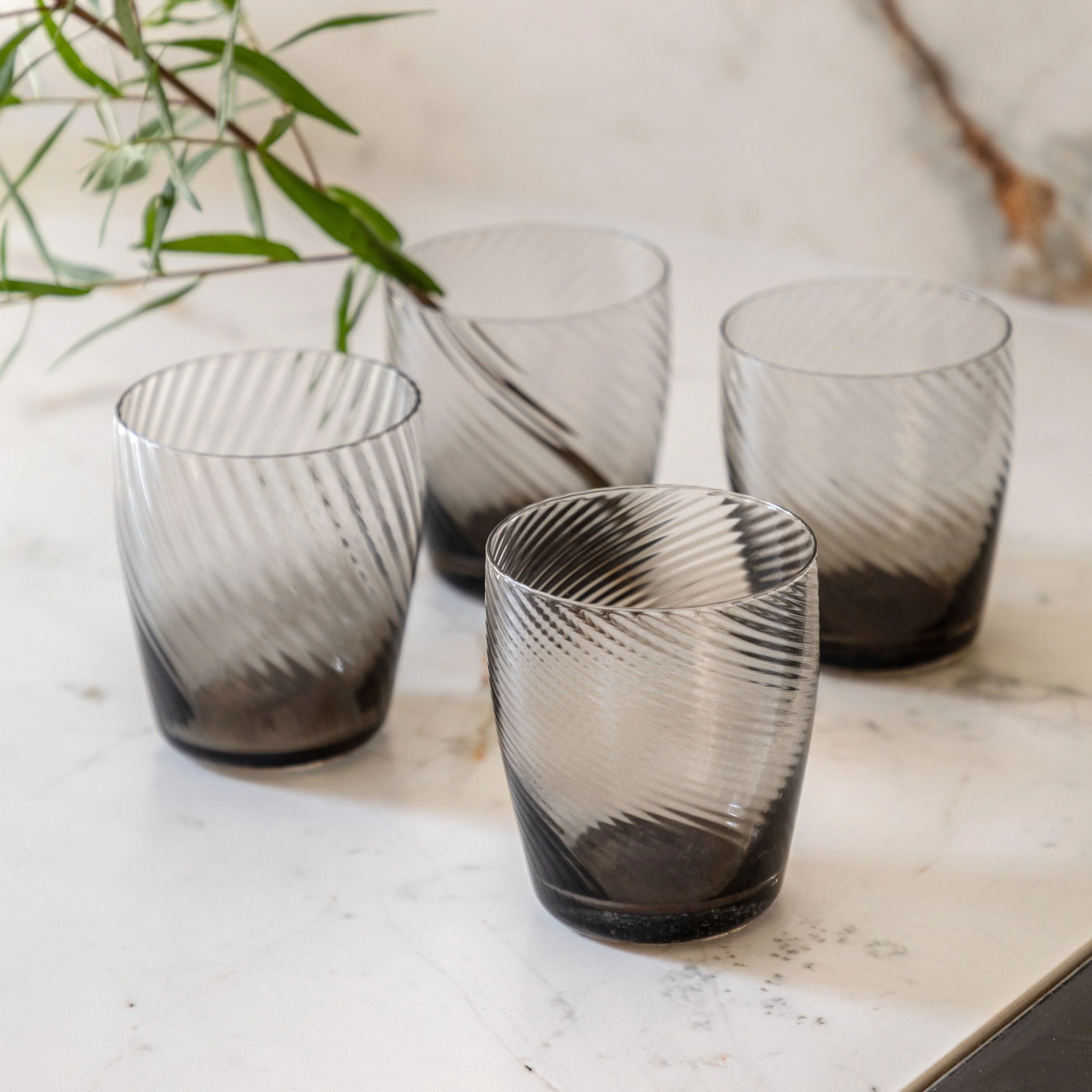 Swirl Tumbler Glass Smoked Grey 4pk